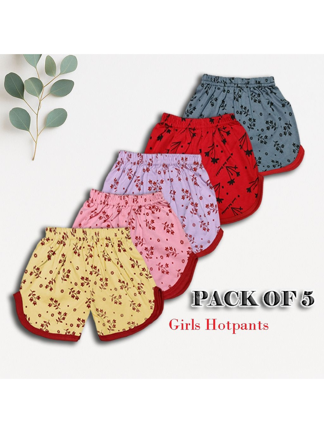 FRANSCART Girls Cotton Mid-Rise Floral Printed New Basics Hot Pants Shorts