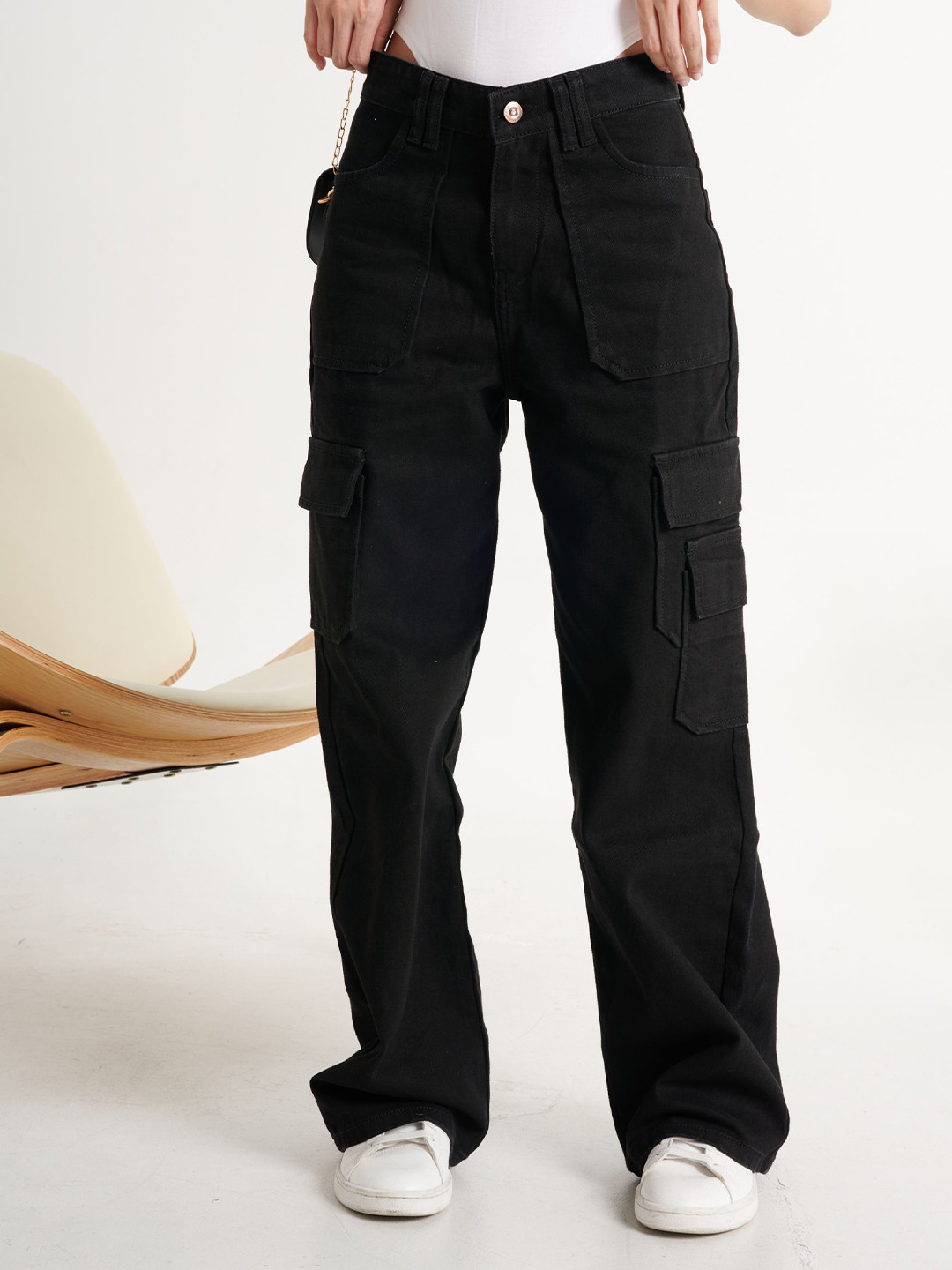 Off Duty India Women Blue Comfort Wide Leg High-Rise Slash Knee Jeans