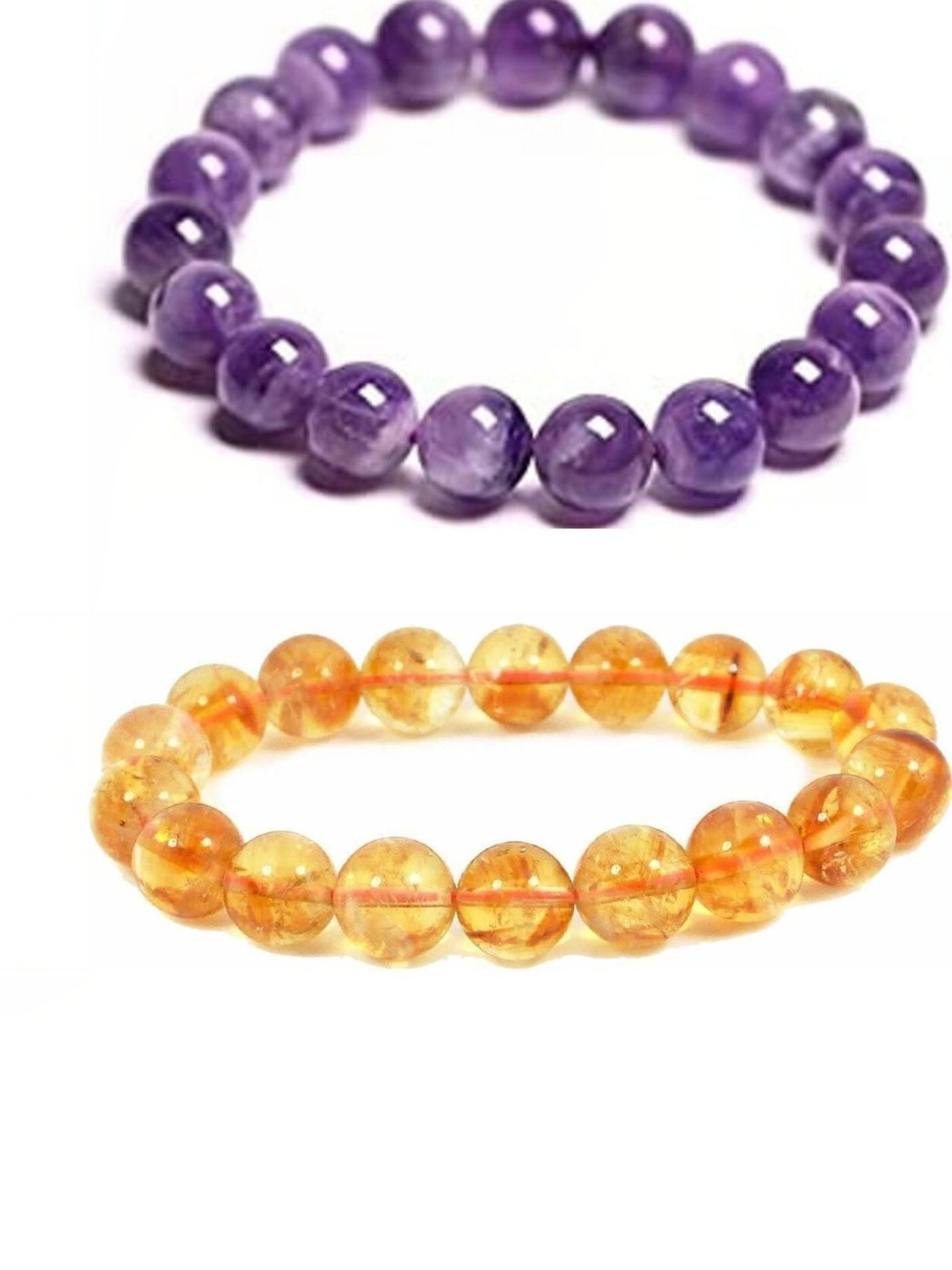 CONTEX MEDIA Set Of 2 Quartz Beaded Elasticated Bracelets