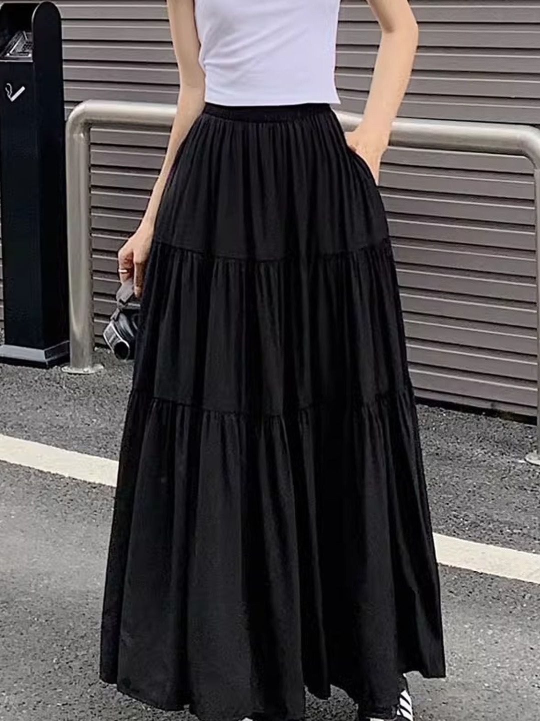 StyleCast Opaque Layered Flared Maxi Skirt
