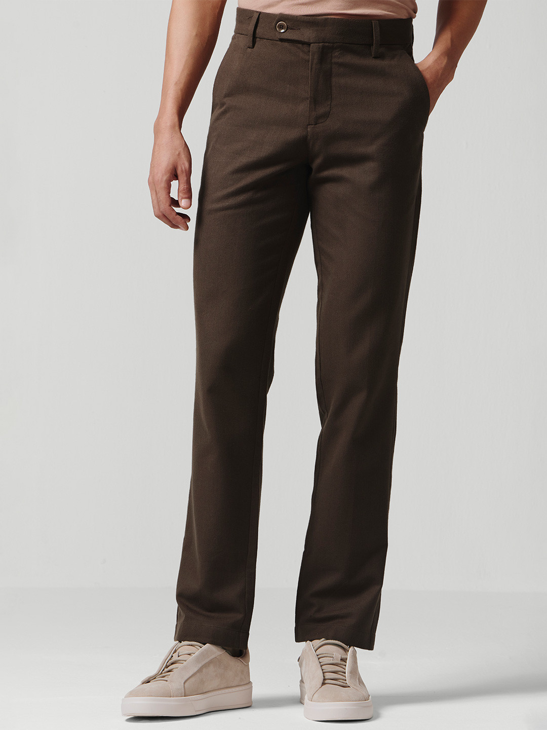 Andamen Men Semi Casual Melange Cotton Regular Fit Trouser