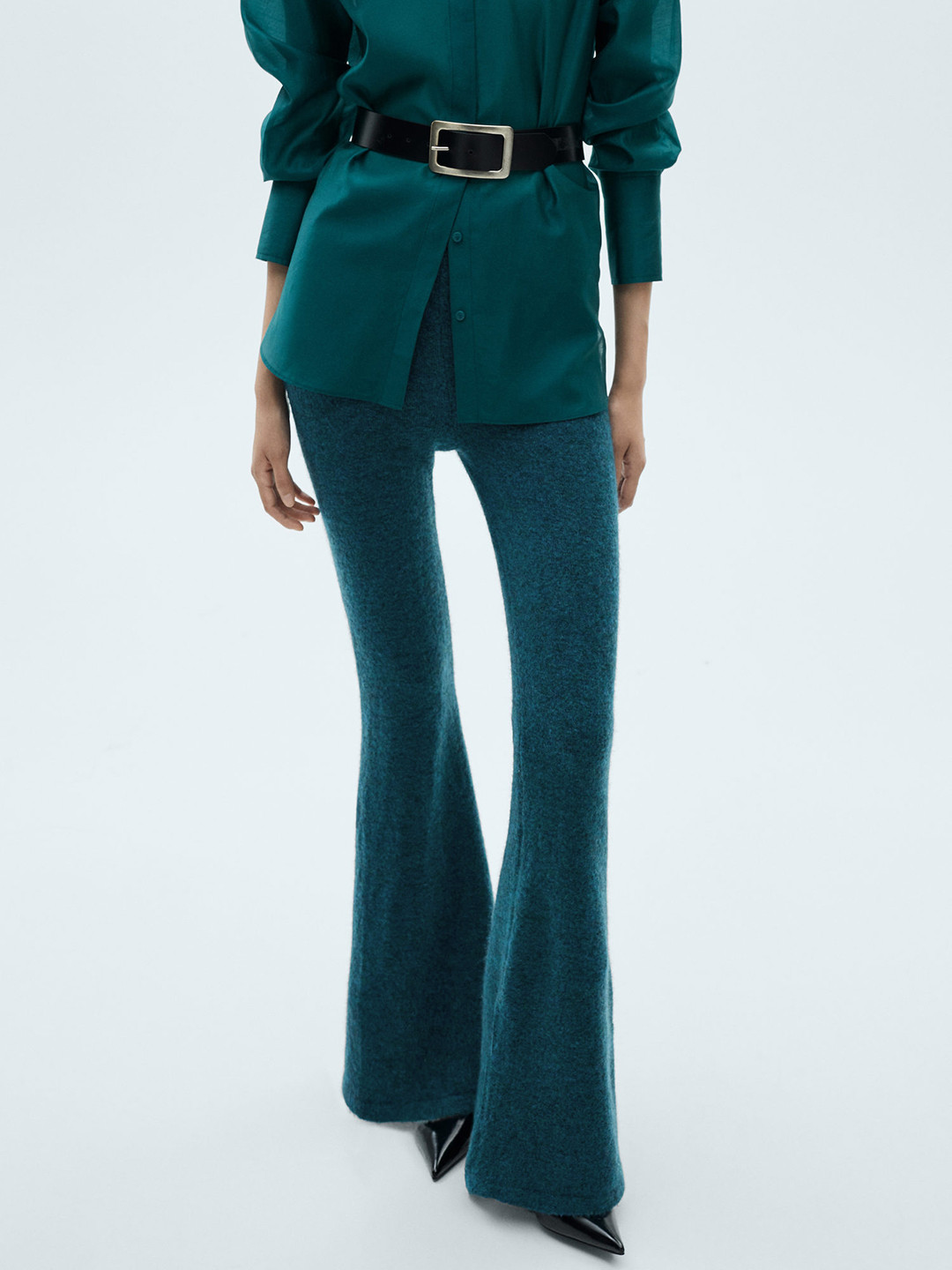 MANGO Women Knitted Flared Trousers