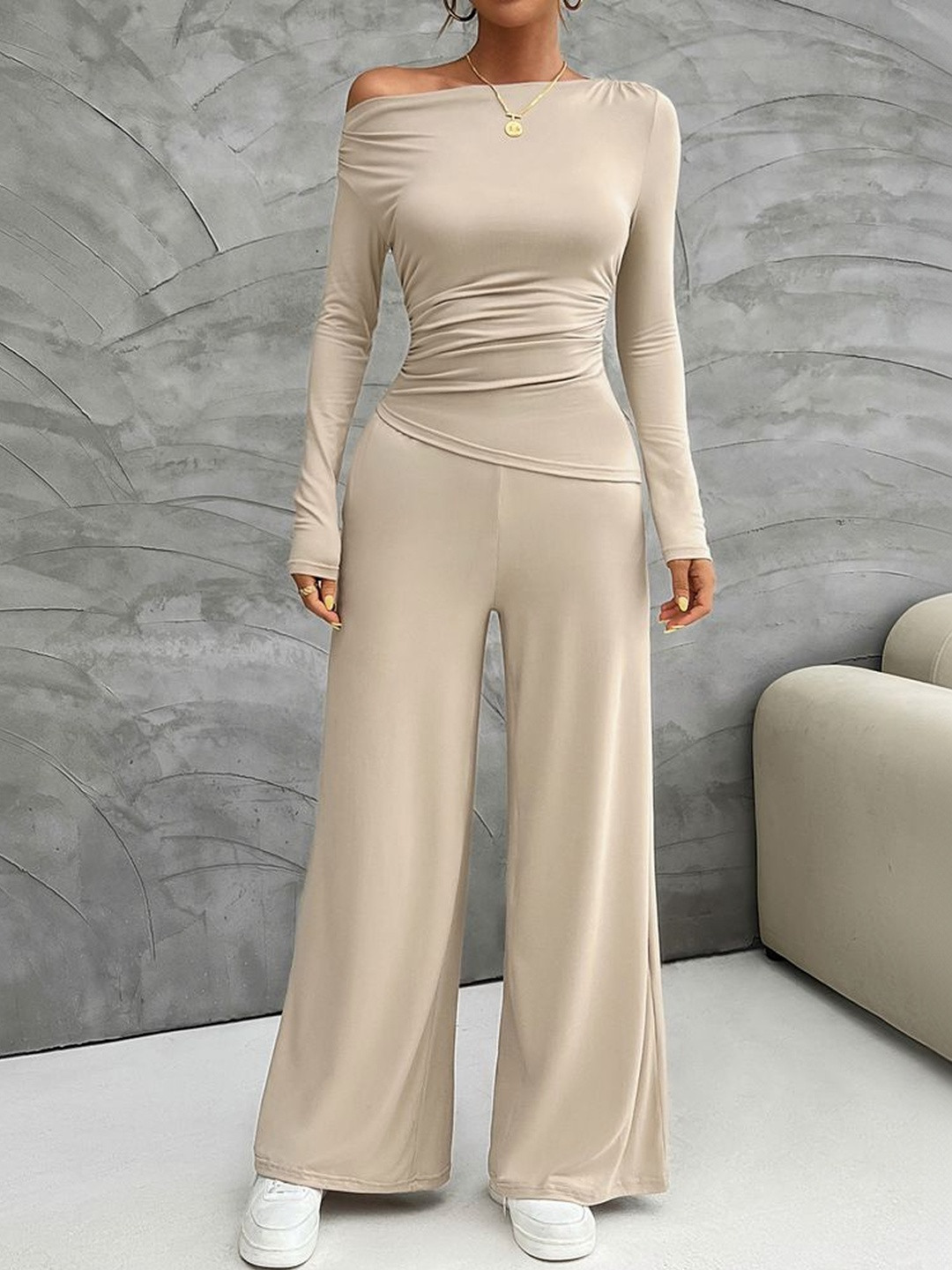 StyleCast Boat Neck Long Sleeves Top With Trousers