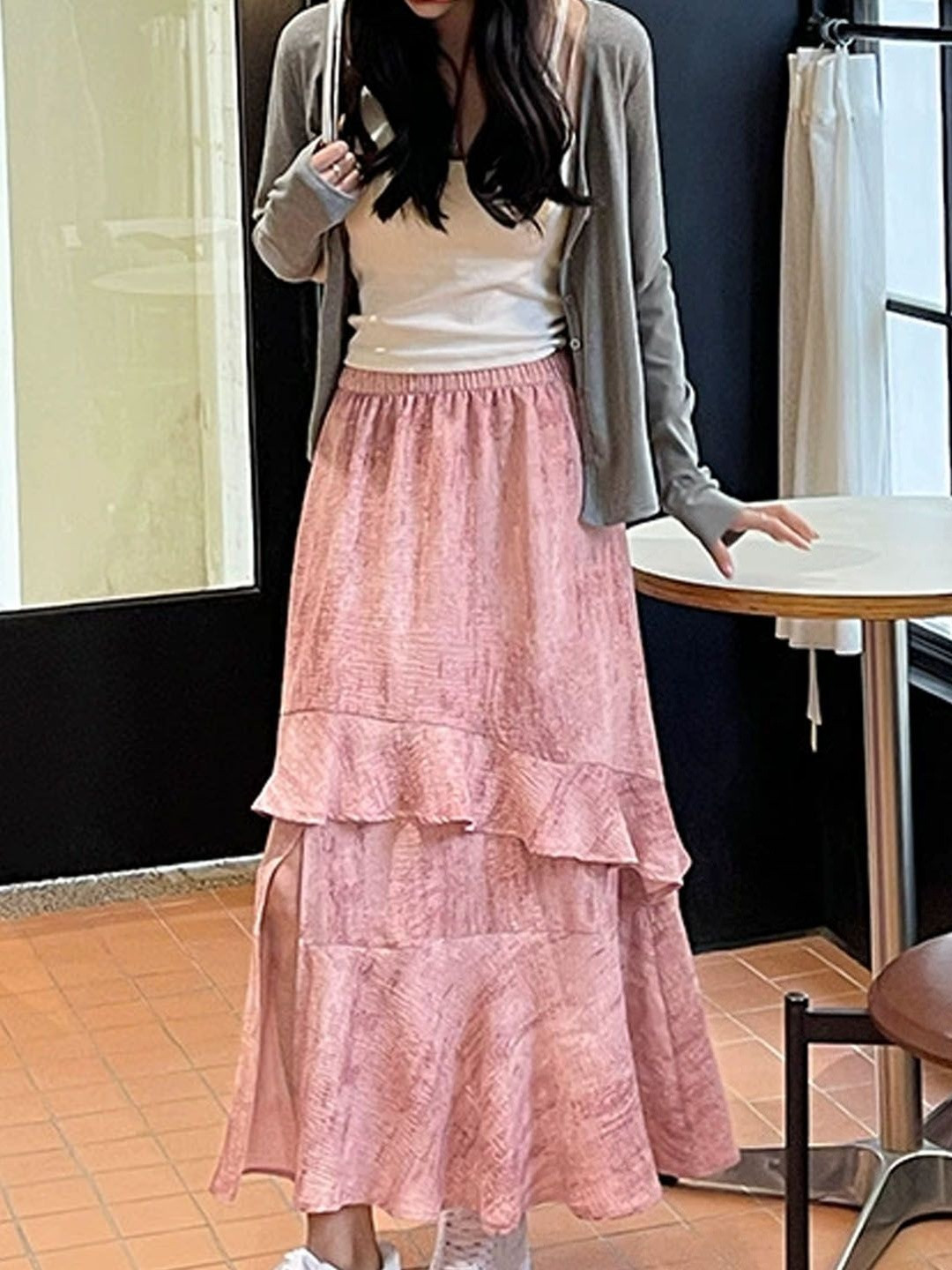 StyleCast Layered Asymmetric A-Line Maxi Skirts