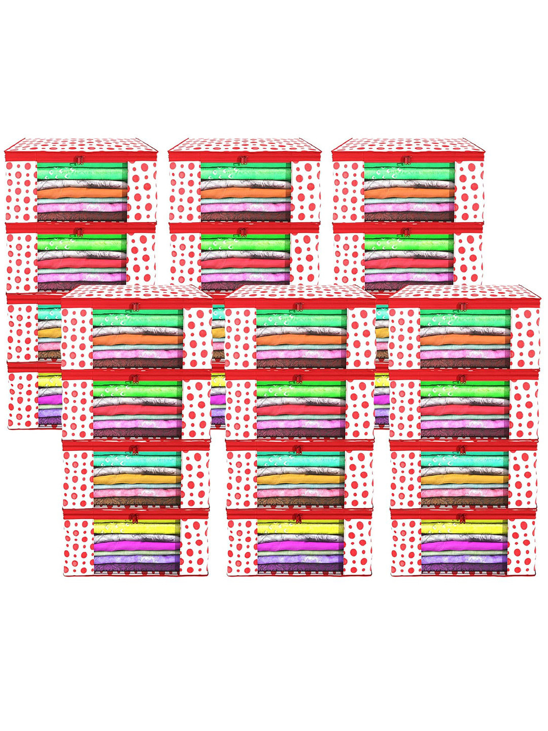 Kuber Industries Red & White 24 Pieces Regular Drawer Organiser