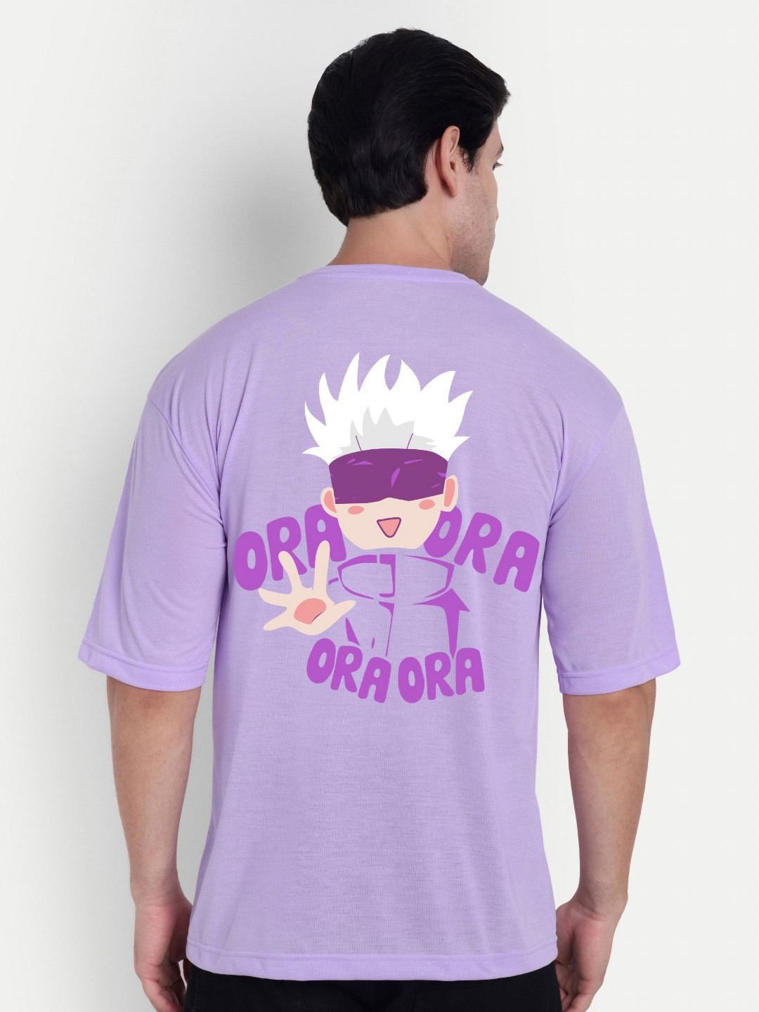 Lavender Graphic Printed Oversized T-shirt with Round Neck