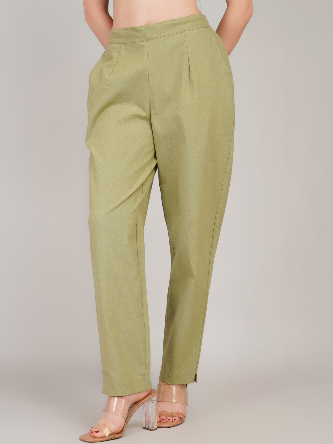 Gora Glama Women Comfort High-Rise Pleated Linen Trouser