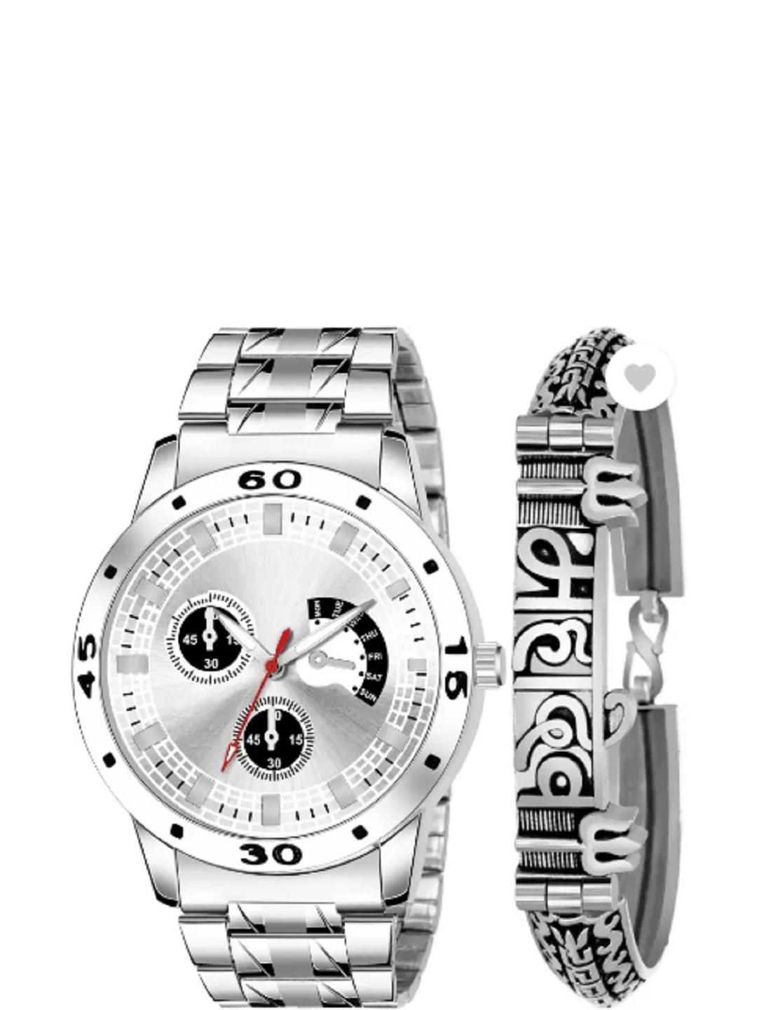 Miss Perfect Men Dial & Stainless Steel Bracelet Style Straps Watch jk_626 With Bracelet