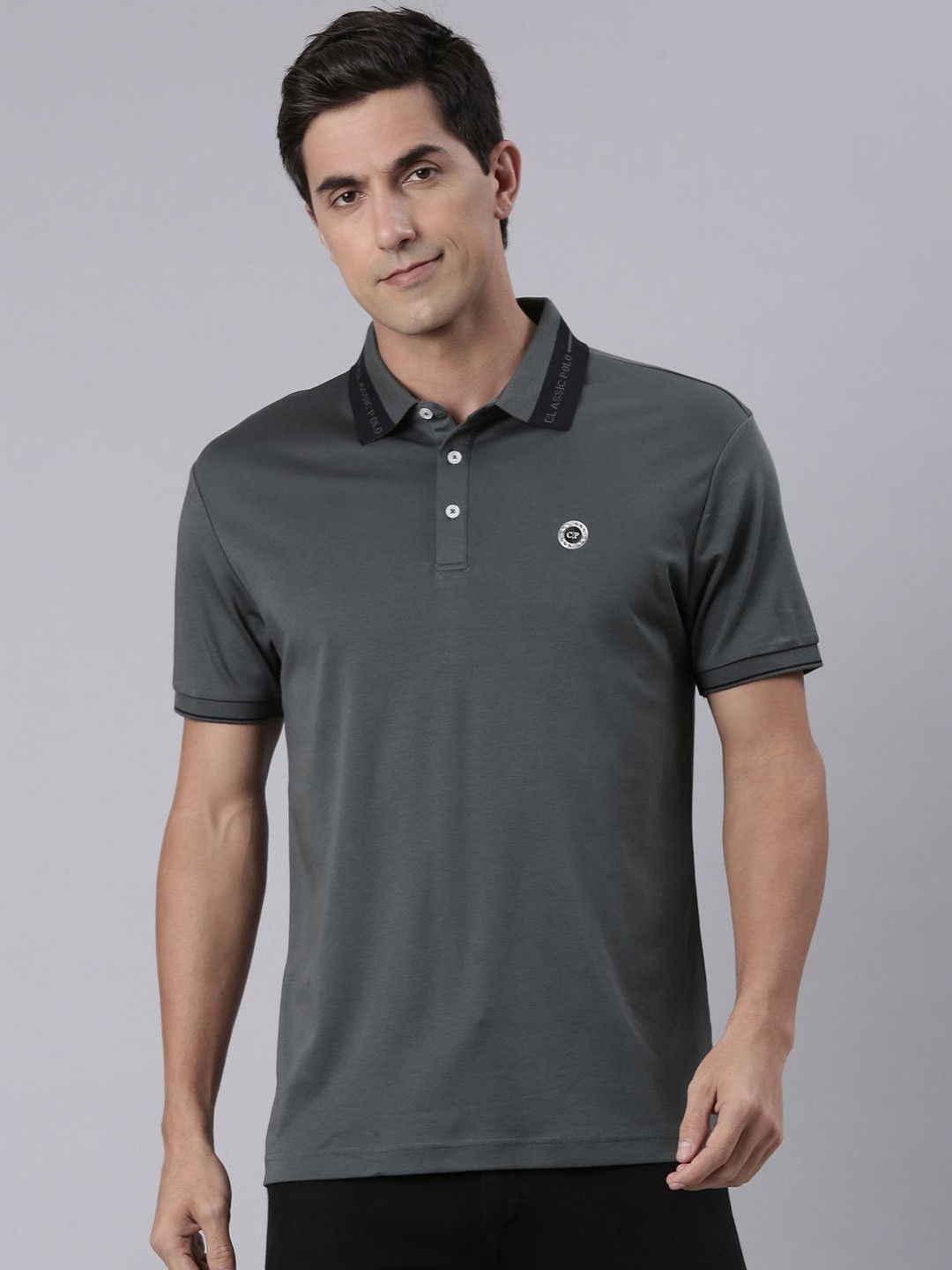 Classic Polo Men Brand Logo Polo Collar Slim Fit T-shirt