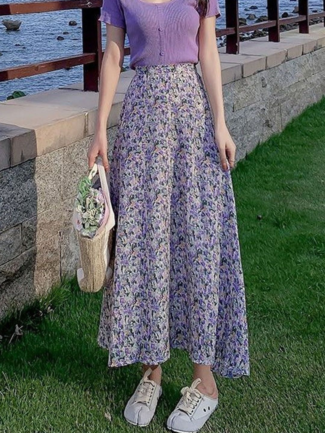 StyleCast Printed Maxi Trendy Flared Skirt