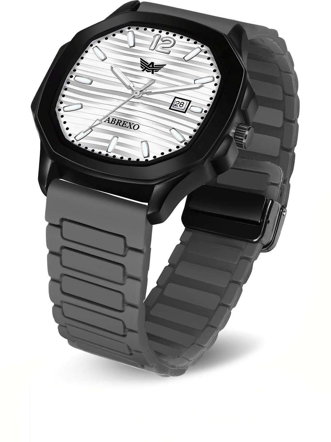 Abrexo Men Dial & Straps Analogue Date Aperture Watch Abx6800-SL GR MG ST