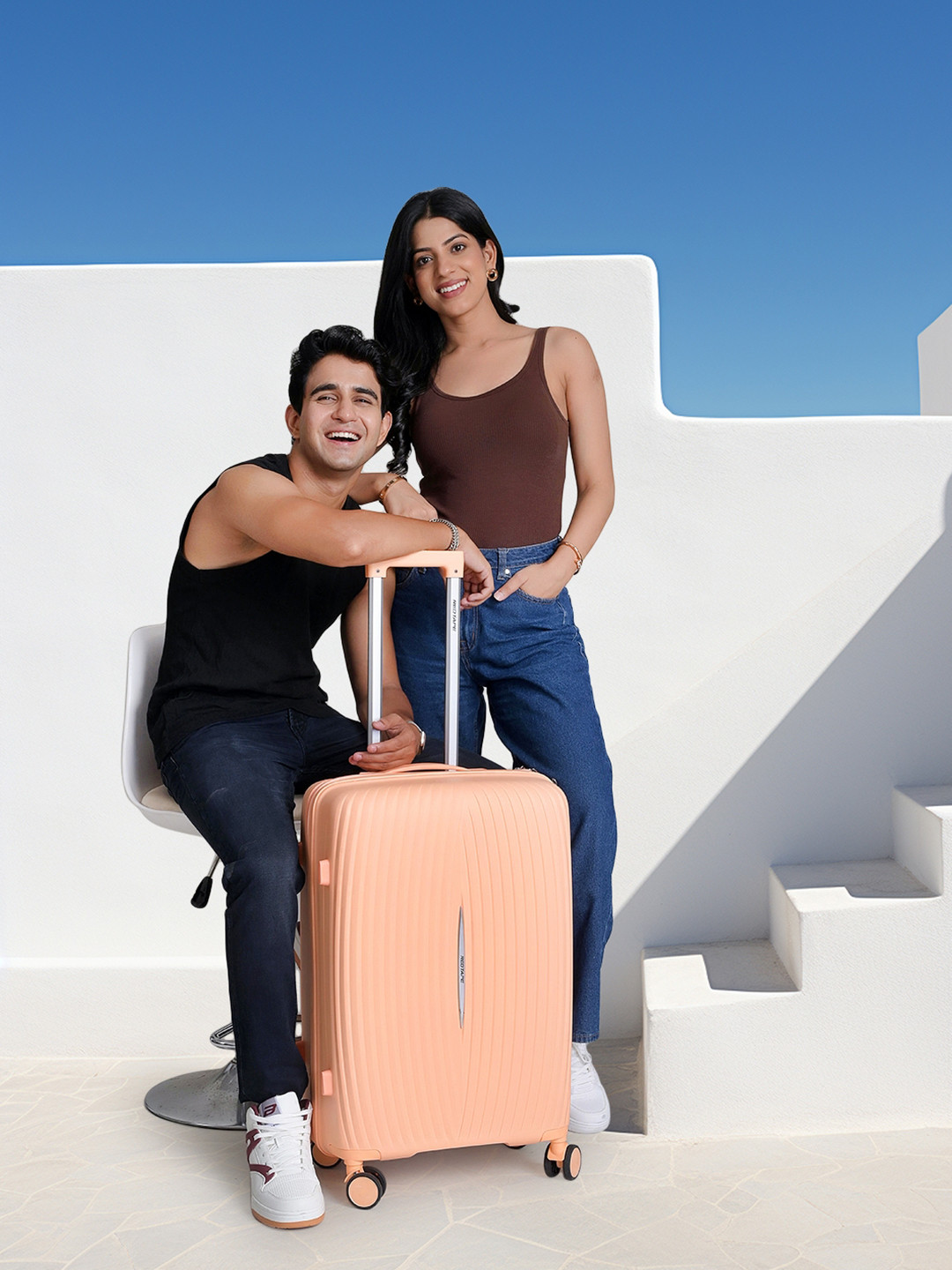 Red Tape Unisex 40L Peach Polypropylene Hard Small Cabin-in Trolley Bag