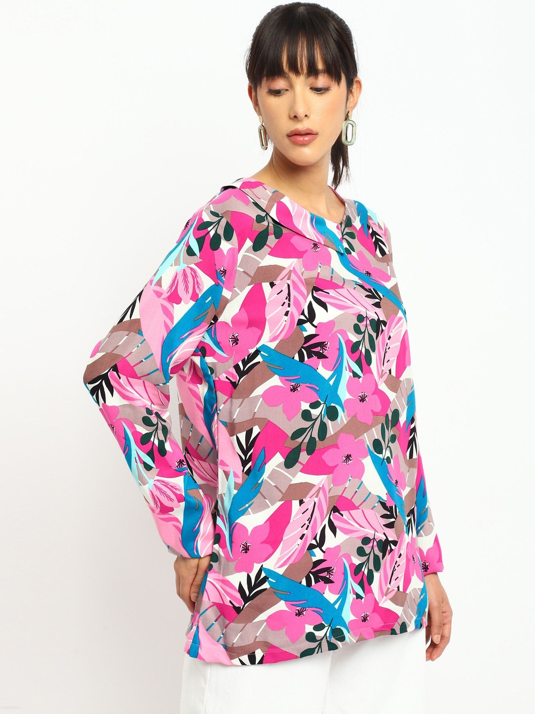 theulluu.com Floral Print Batwing Sleeve Top
