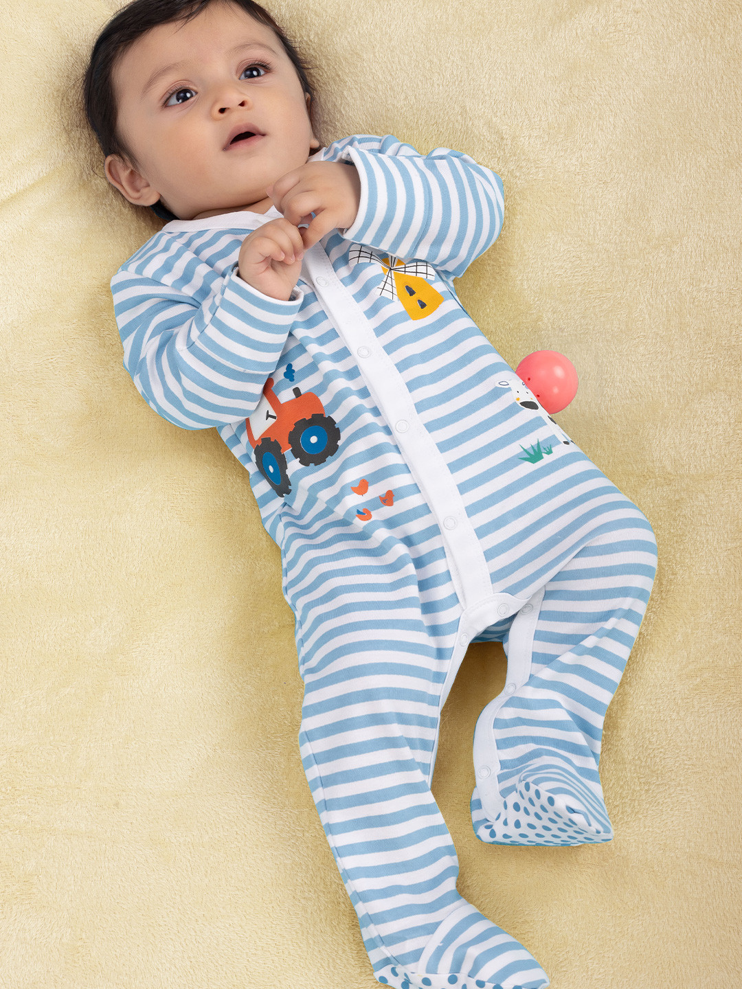 BONTOTS Infant Boys Farmland Dreams Printed Organic Cotton Sleepsuit