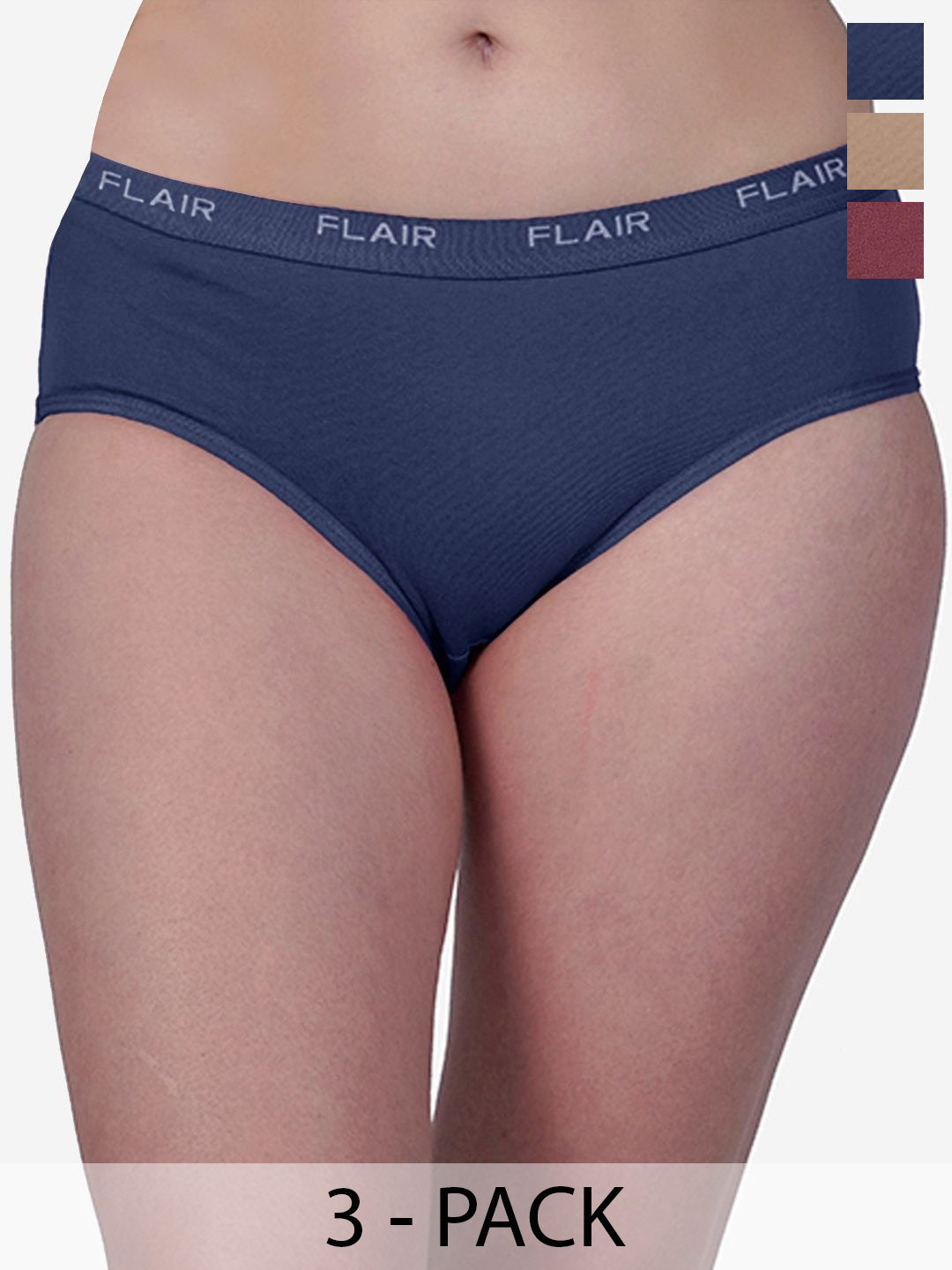 SHYAM SONS FLAIR Women Pack Of 3 Solid Mid-Rise Hipster Briefs