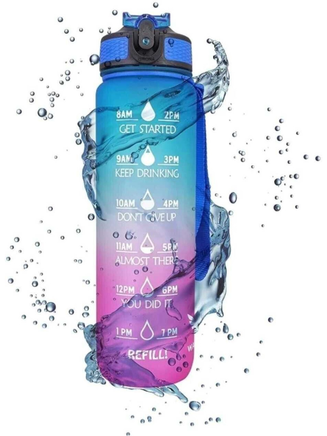 FINIFAB Blue Typography Printed Can Bottle Water Bottle1L