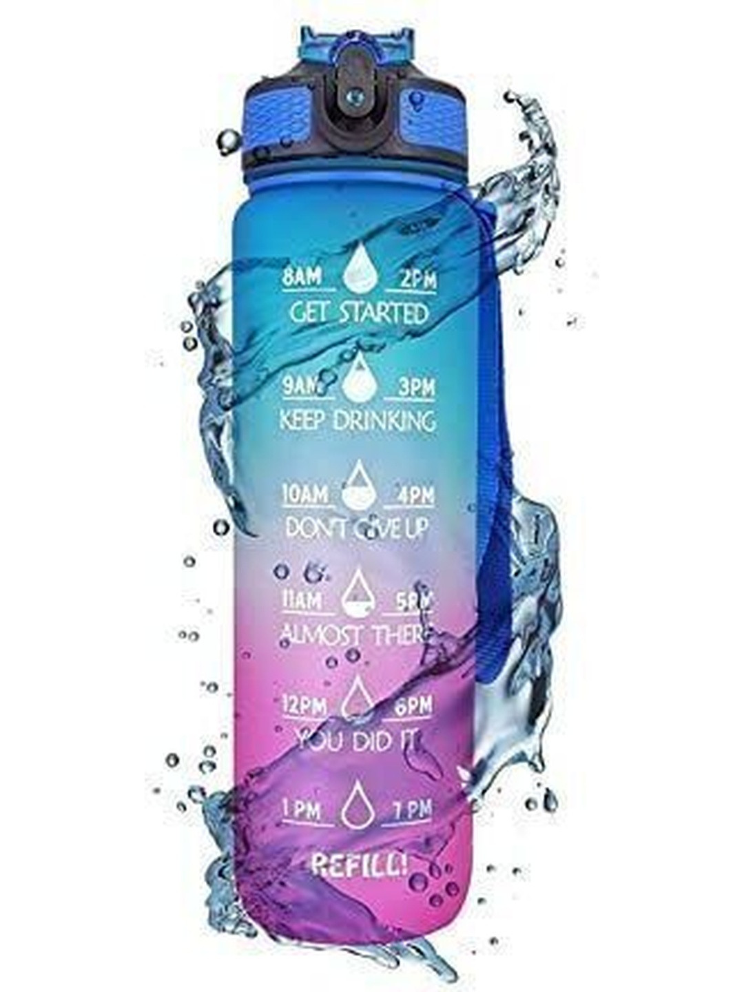 FINIFAB Blue Typography Printed Can Bottle Water Bottle1L