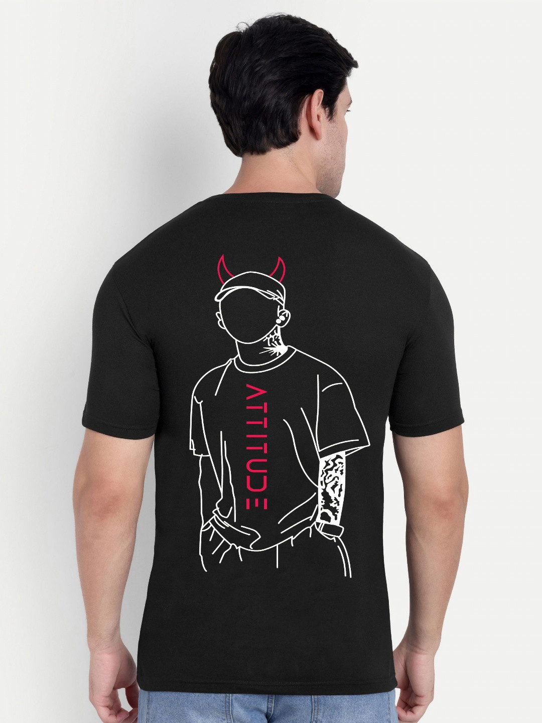 BENNY BROOKS Attitude Graphic Printed Round Neck Cotton Casual T-shirt