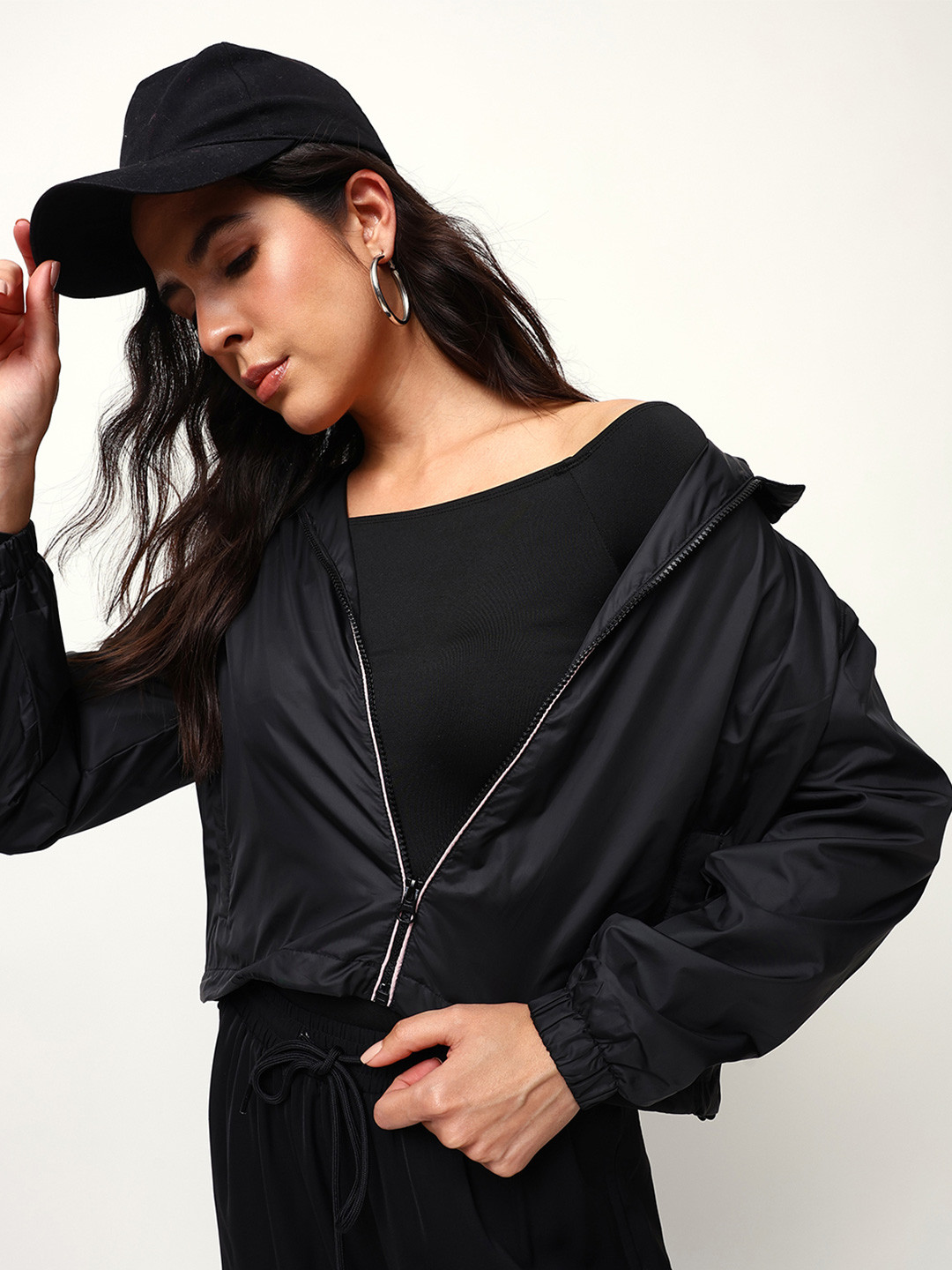 High Star Hooded Neck Long Sleeve Open Front Jacket