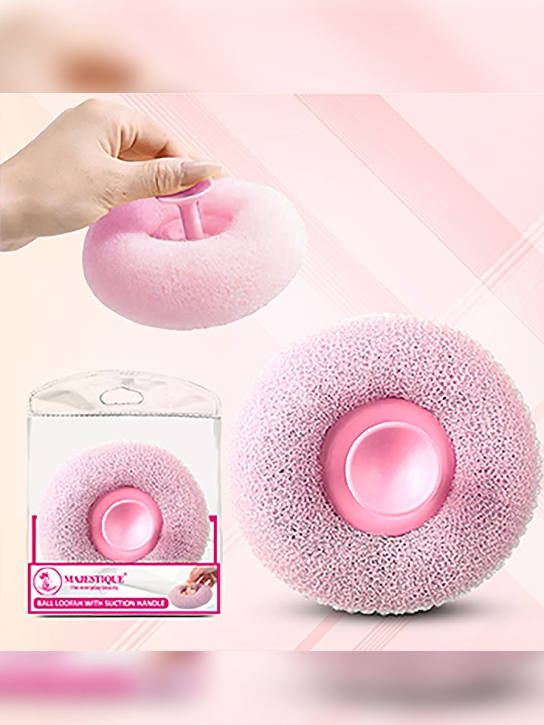 MAJESTIQUE Ball Loofah With Suction Handle Bath Scrubber