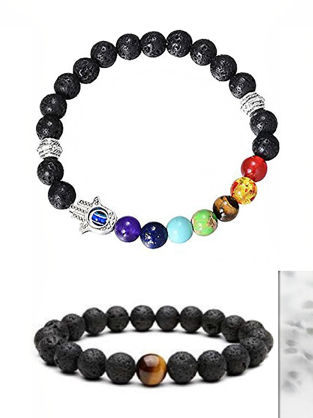 CONTEX MEDIA Artificial Stones Studded & Beaded Elasticated Bracelet