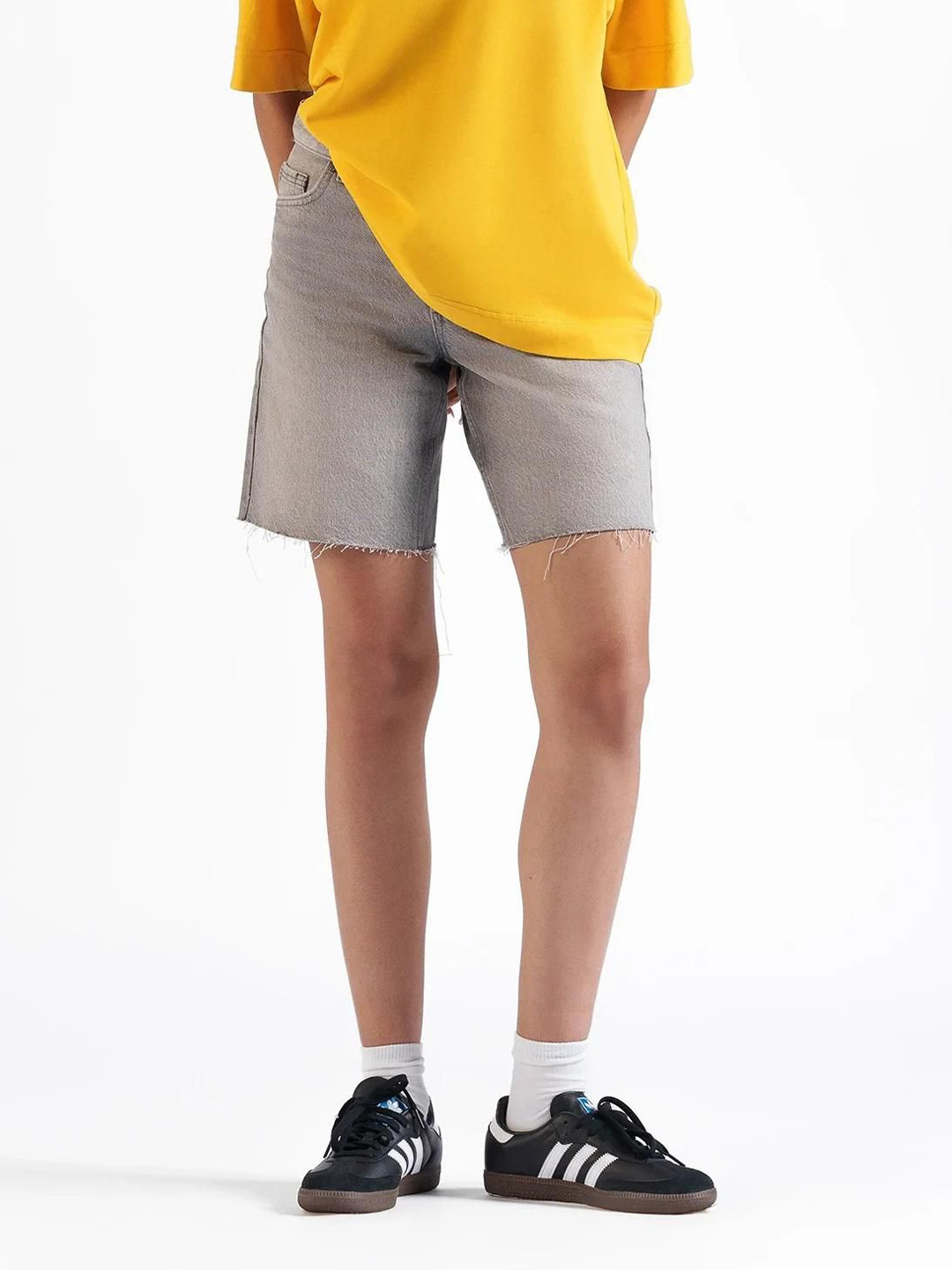 LOVEGEN Women Washed High-Rise Pure Cotton Denim Shorts