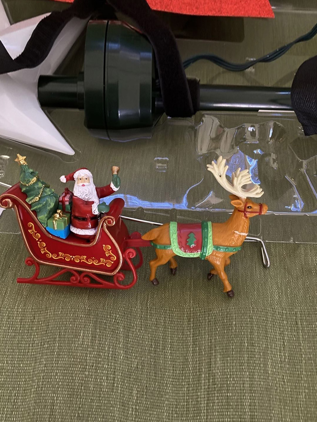 Little Surprise Box LLP Yellow & Red Santa Sleigh Rotating Christmas Tree Animated Topper