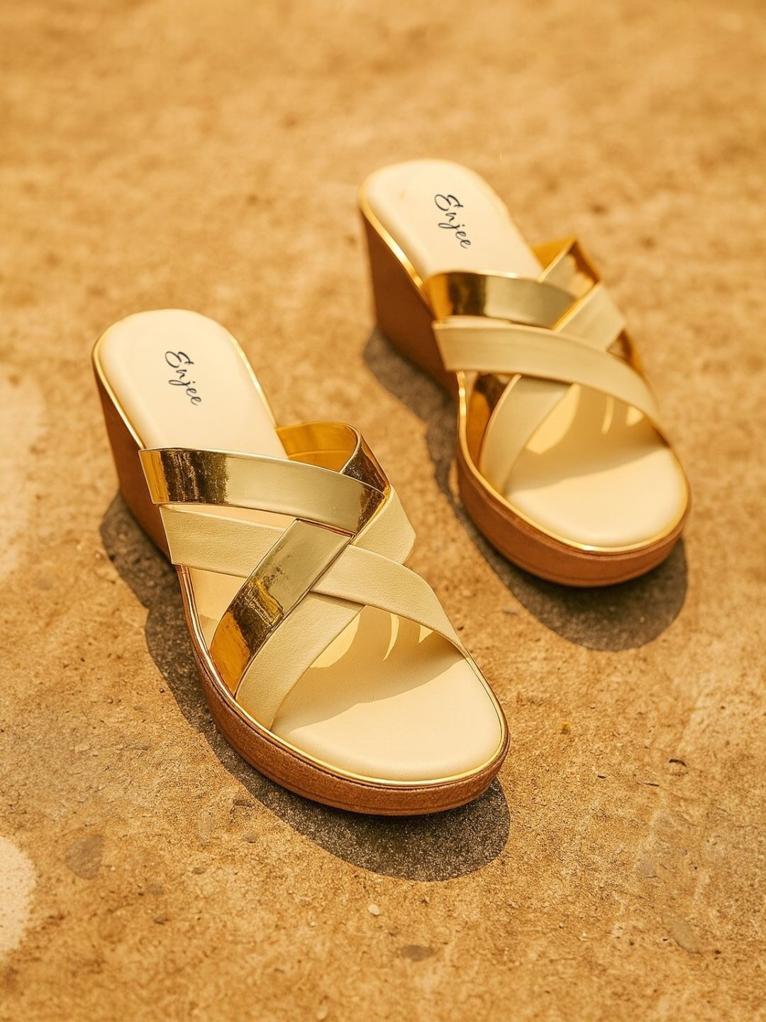 Enjee Criss-Cross Wedge Heels Sandals