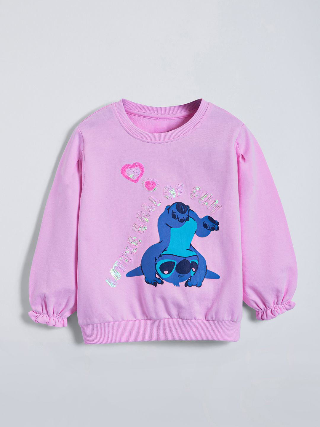 Hopscotch Girls Printed Round Neck Long Sleeves Sweatshirt