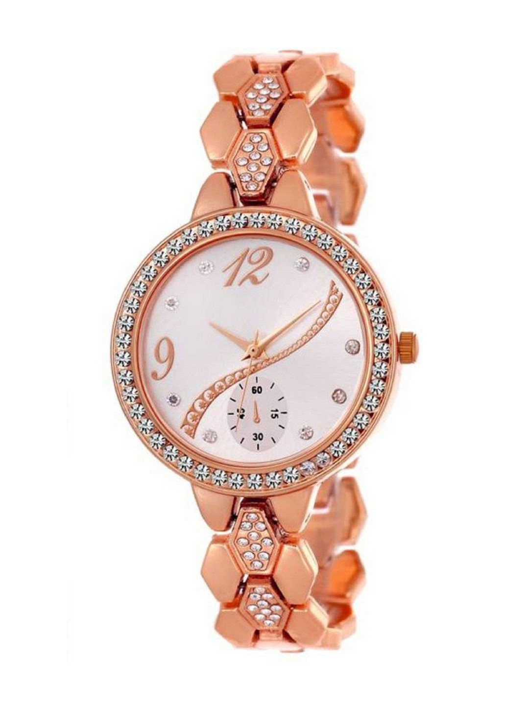 Miss Perfect Unisex Embellished Dial & Bracelet Style Straps Analogue Multi Function Watch a 887