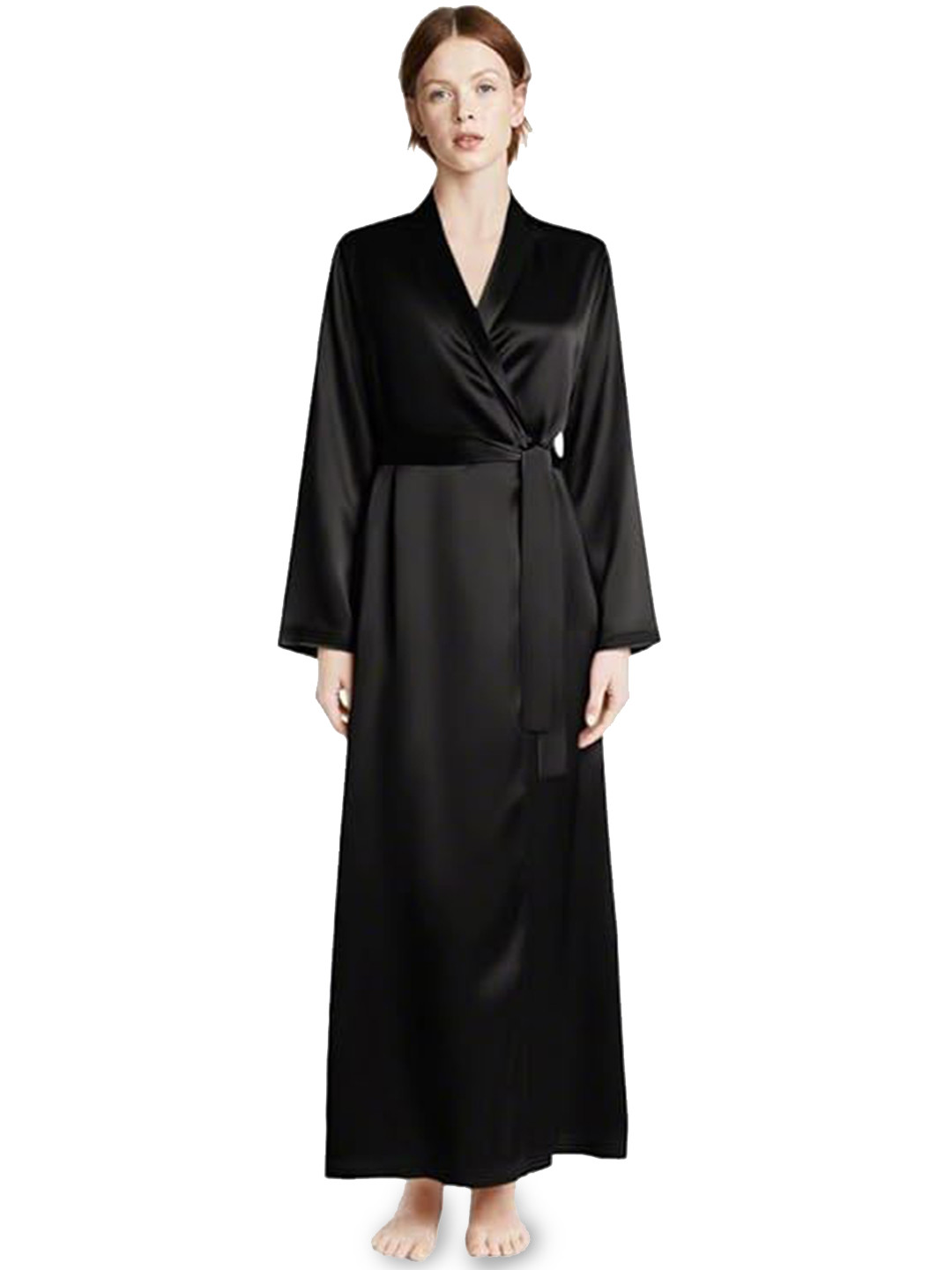 Bella Babe by SK Women Long Satin Robe Comes with a fabric belt