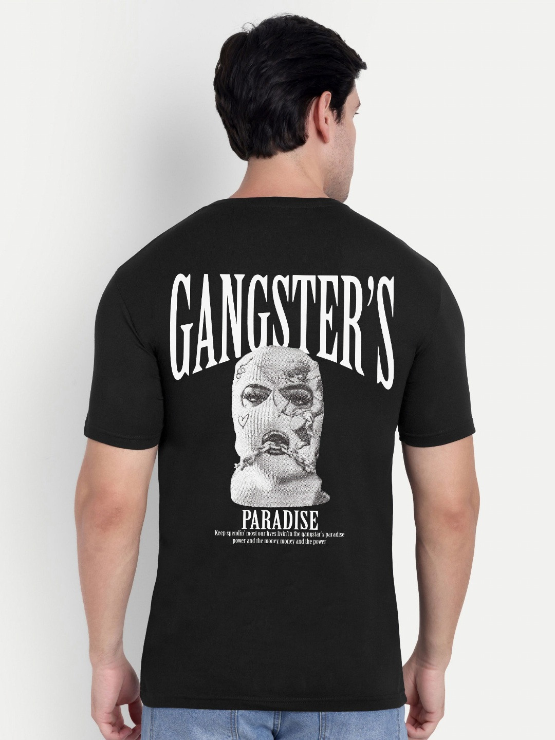 BENNY BROOKS Gansters Graphic Printed Round Neck Cotton Casual T-shirt