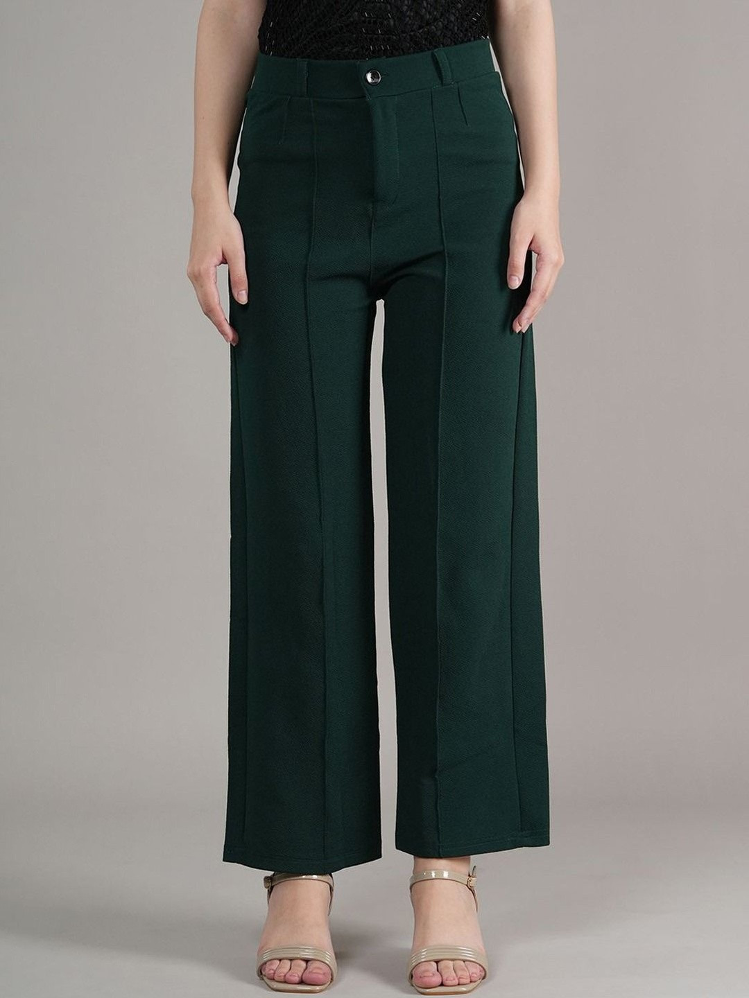Naida Women Comfort Loose Fit Mid-Rise Wide-Leg Trousers