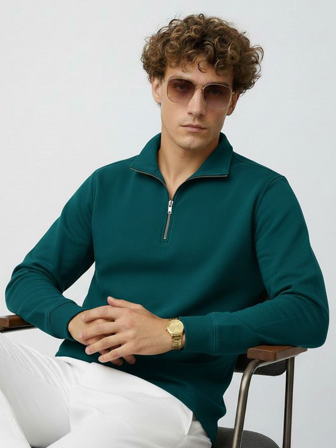 Try This High Neck Long Sleeves Pullover Sweatshirt