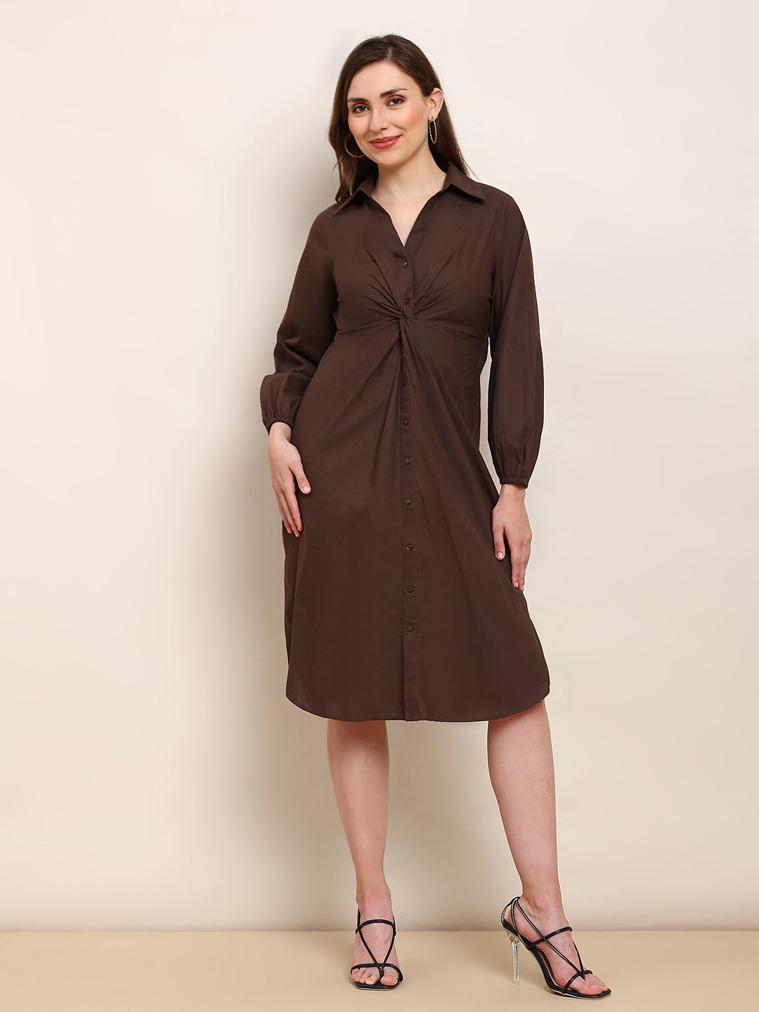 Globus Bishop Sleeve Formal Shirt Midi Dress