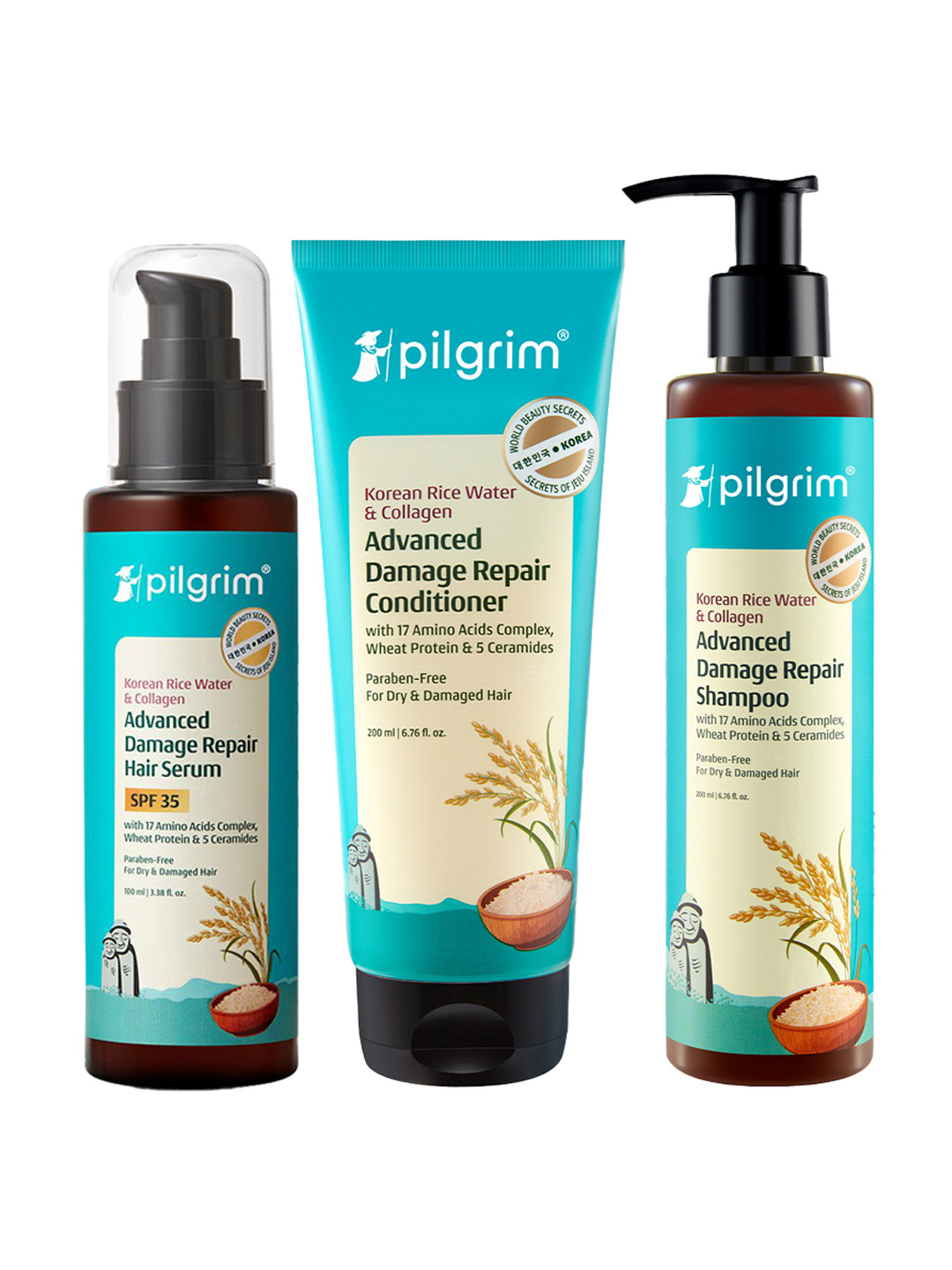 Pilgrim Korean Rice Water & Collagen Damage Repair Hair Care Combo