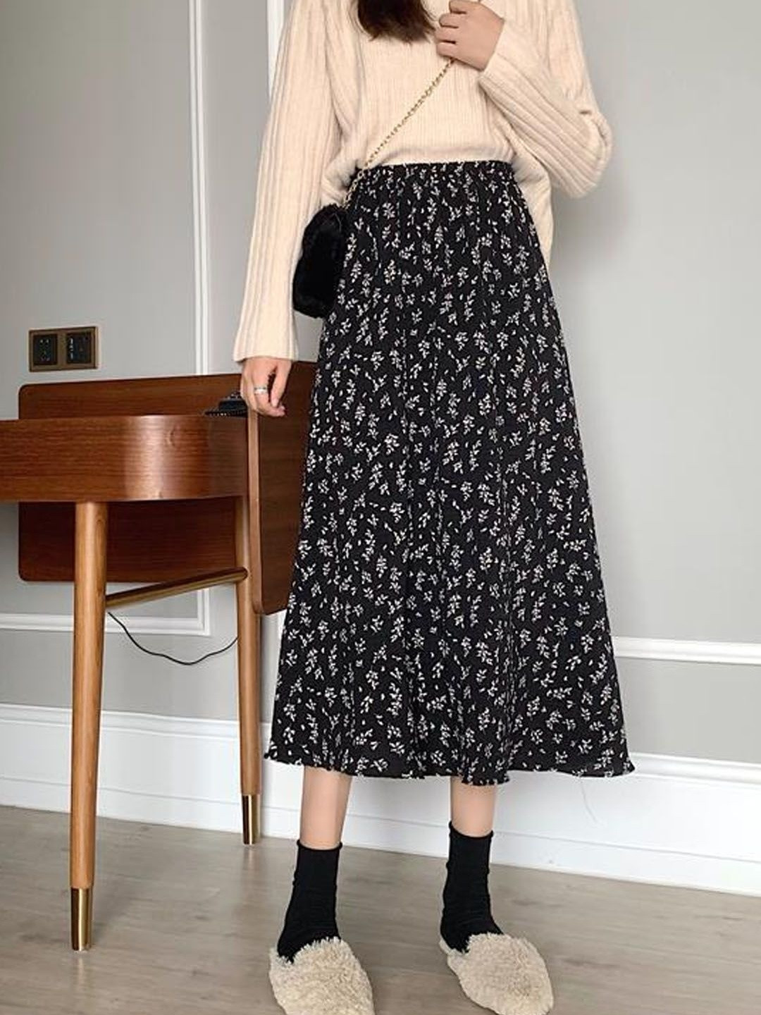StyleCast Printed Midi Trendy Flared Skirts