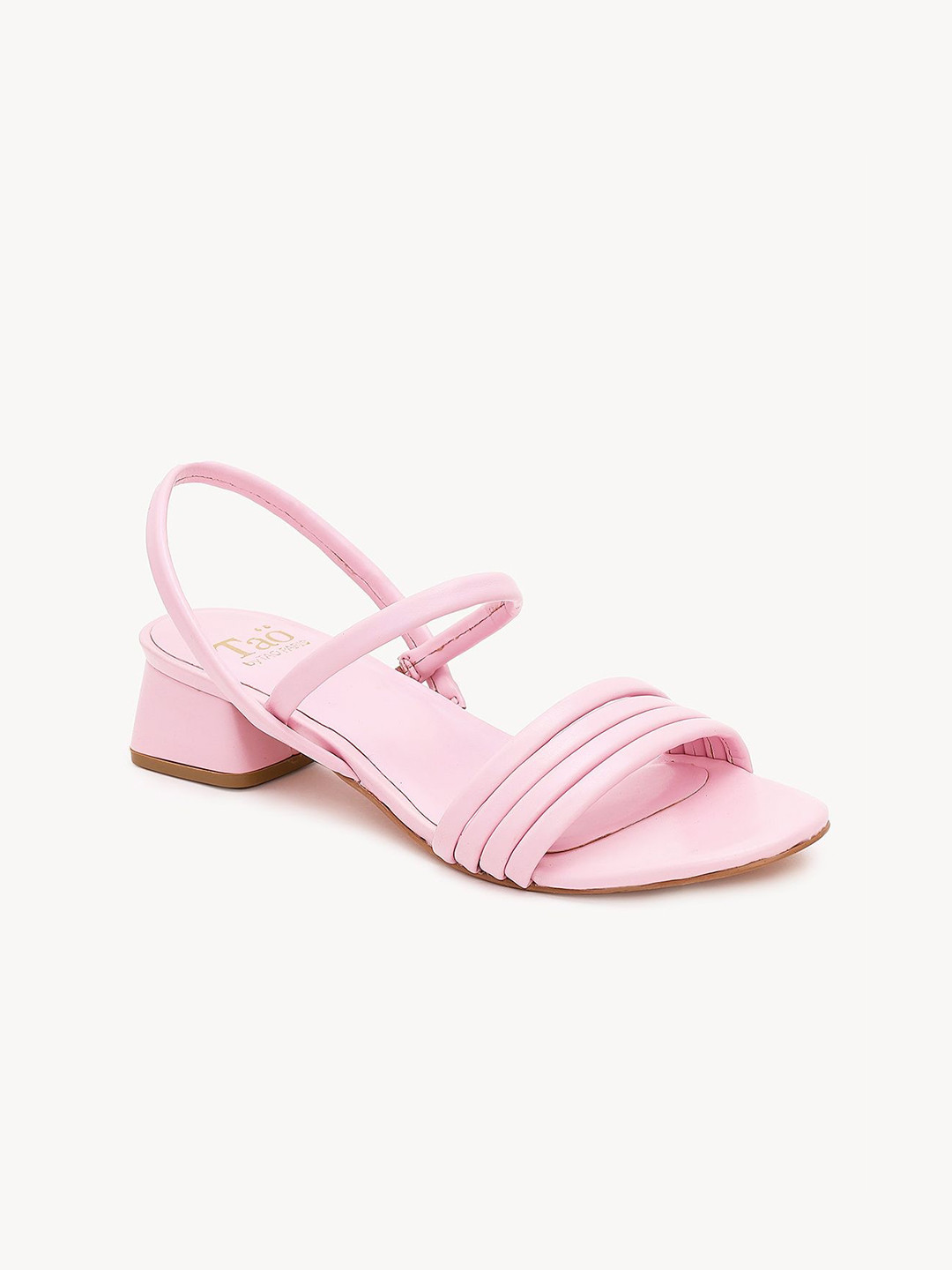 Tao Paris Women Pink Small Heel Slip On Sandals With Ankle Strap