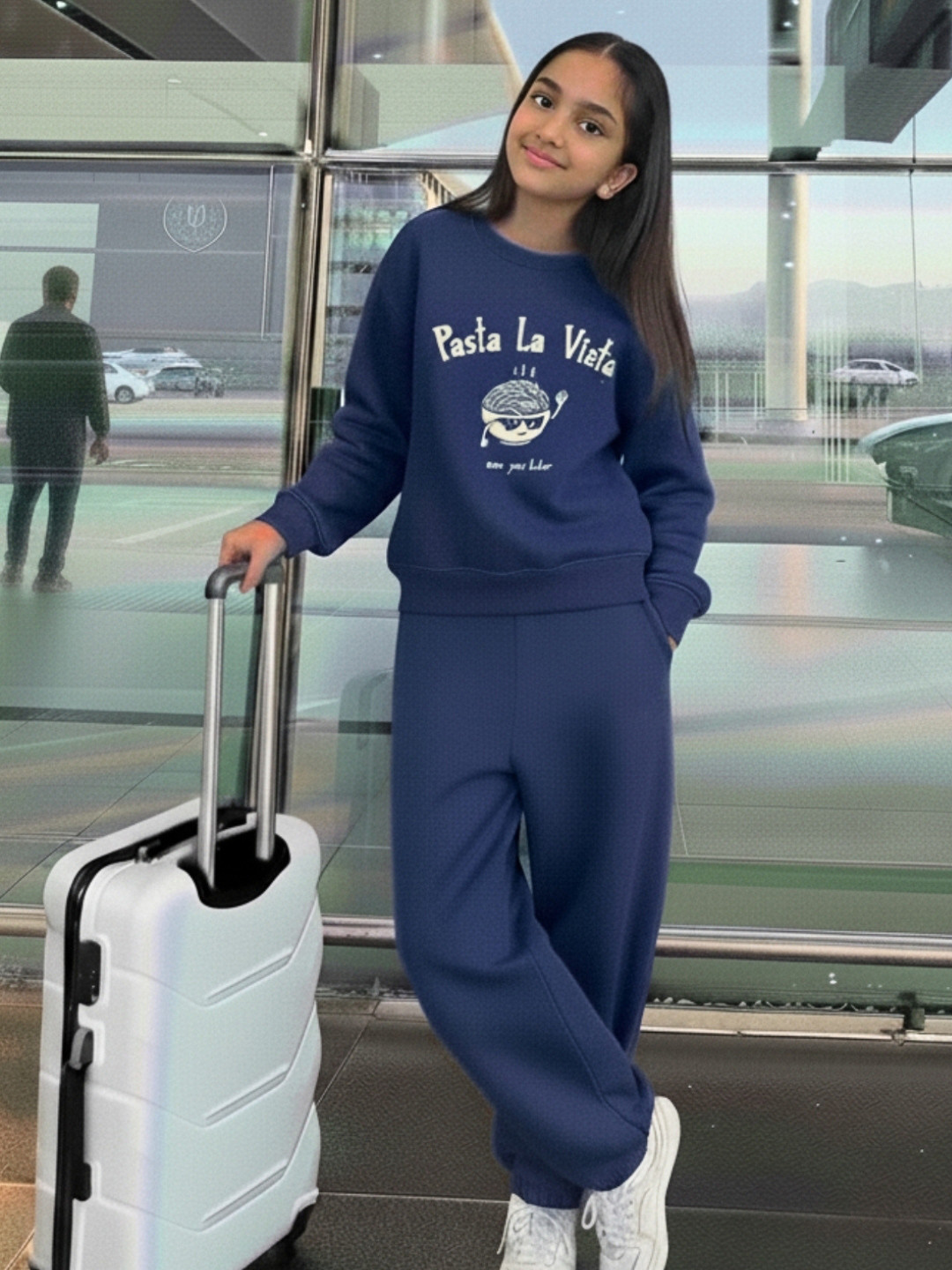 Nap Chief Kids Pasta La Vista Printed Pure Cotton Sweatshirt With Joggers