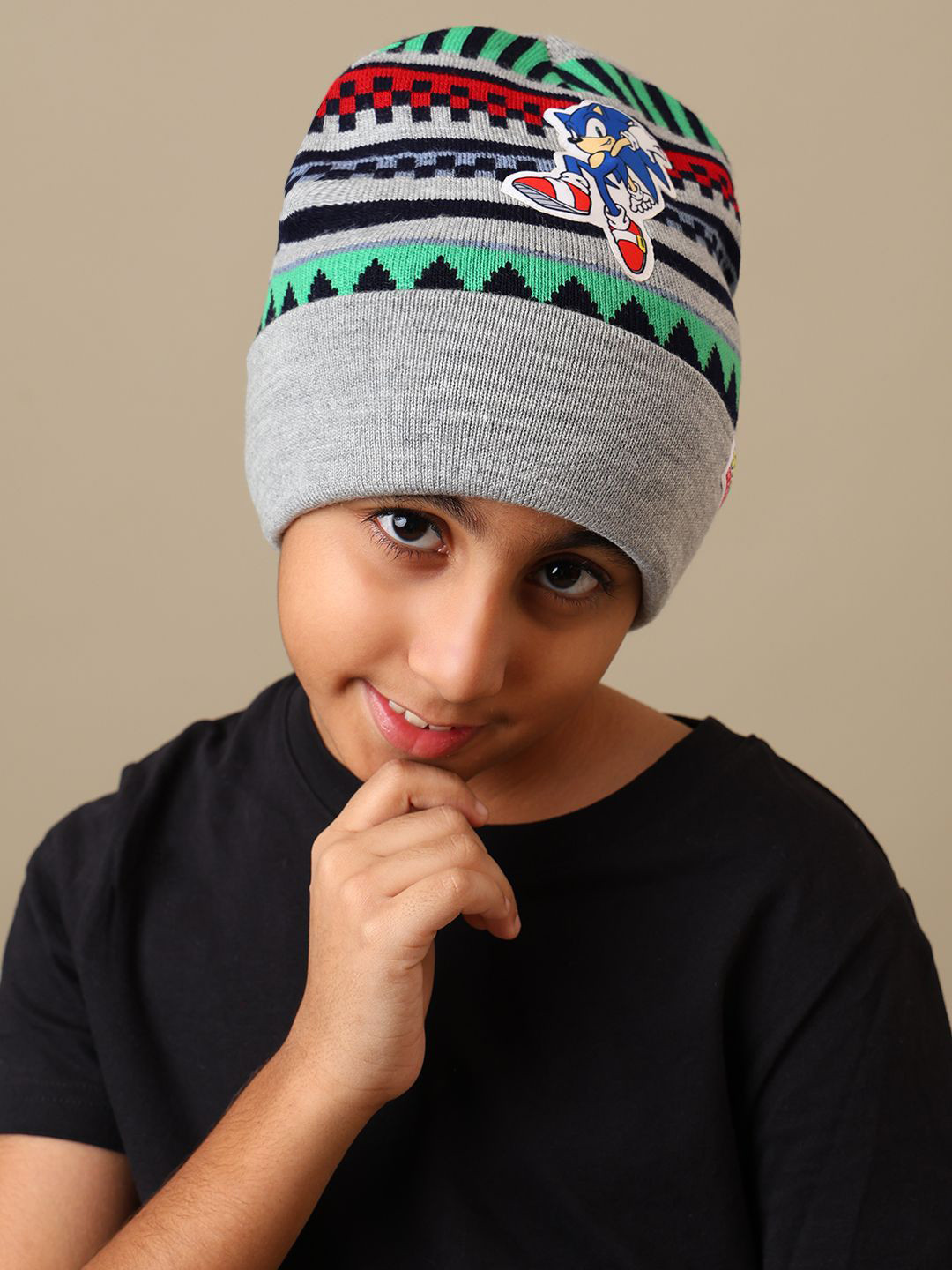 Kids Ville Boys Sonic Modern Printed Acrylic Beanie
