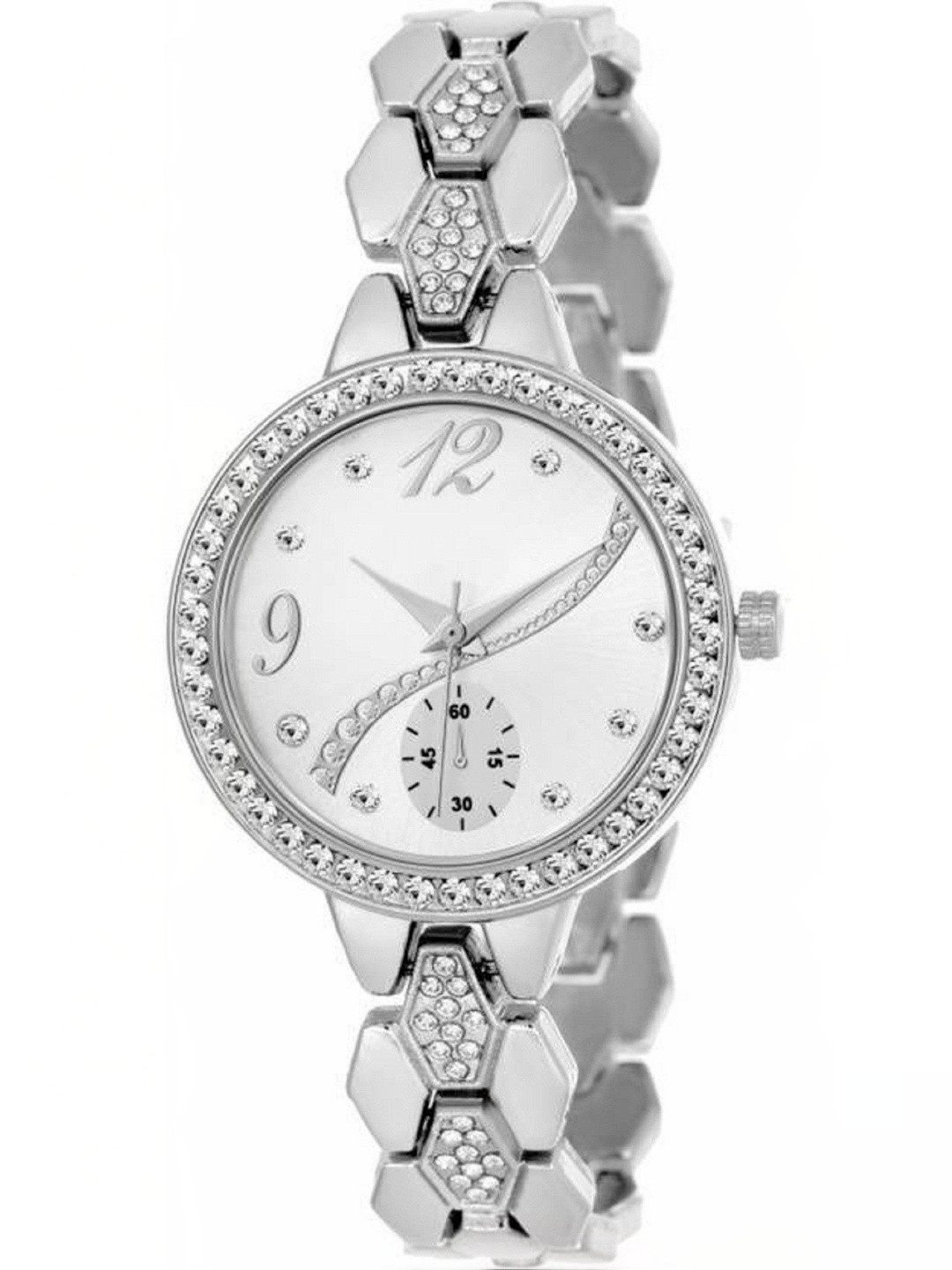 Miss Perfect Unisex Embellished Dial & Bracelet Style Straps Analogue Watch jk1026