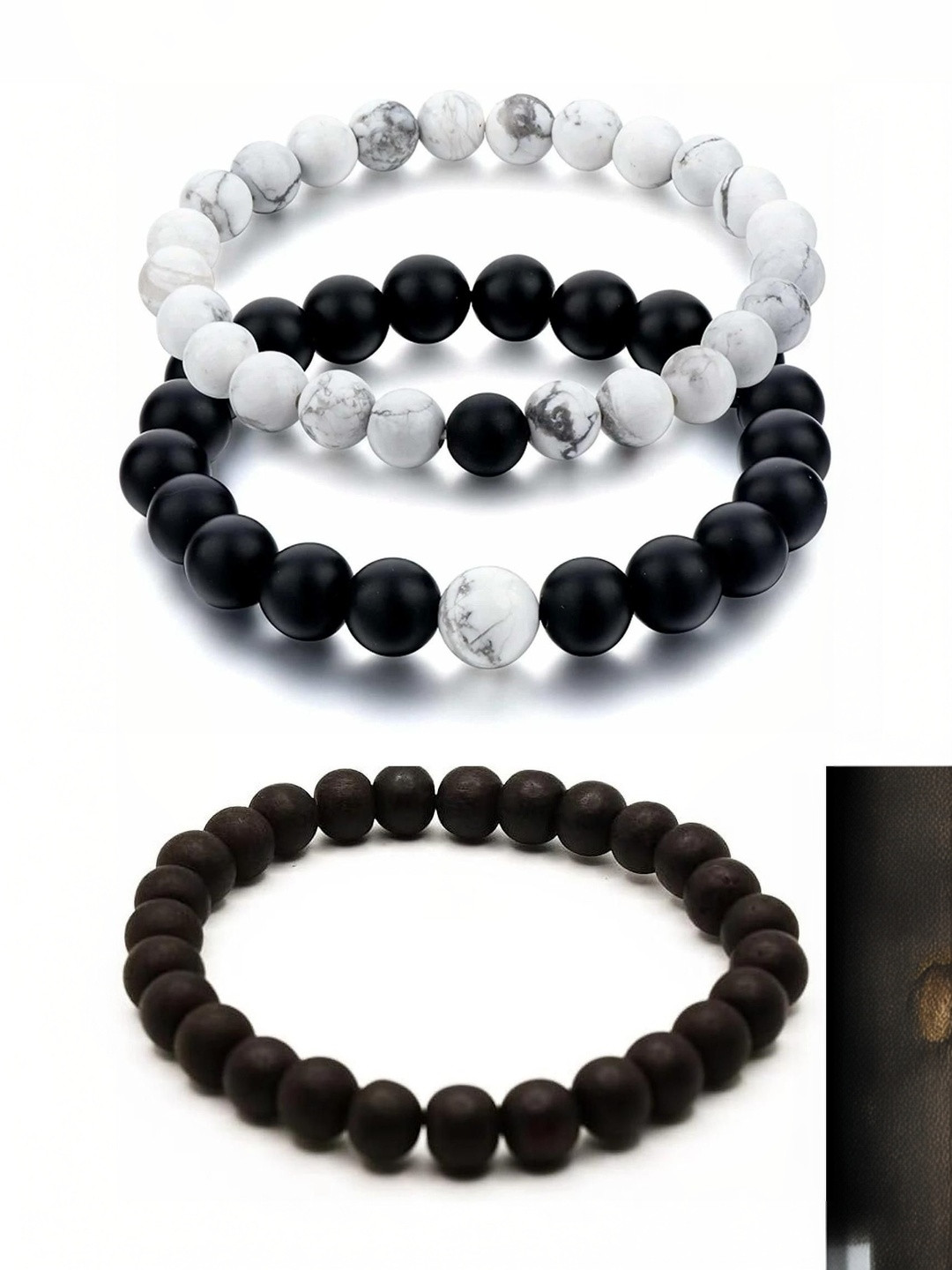 CONTEX MEDIA Set of 3 Artificial Beaded Elasticated Bracelets