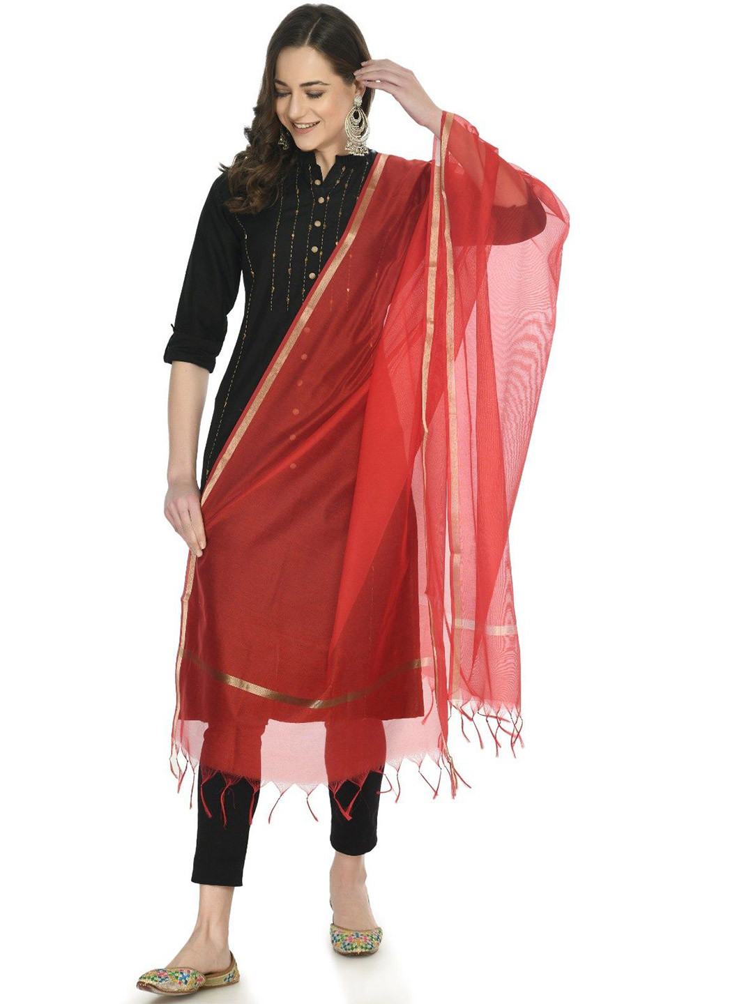 A R SILK DUPATTA HUB Art Silk Dupatta with Zari