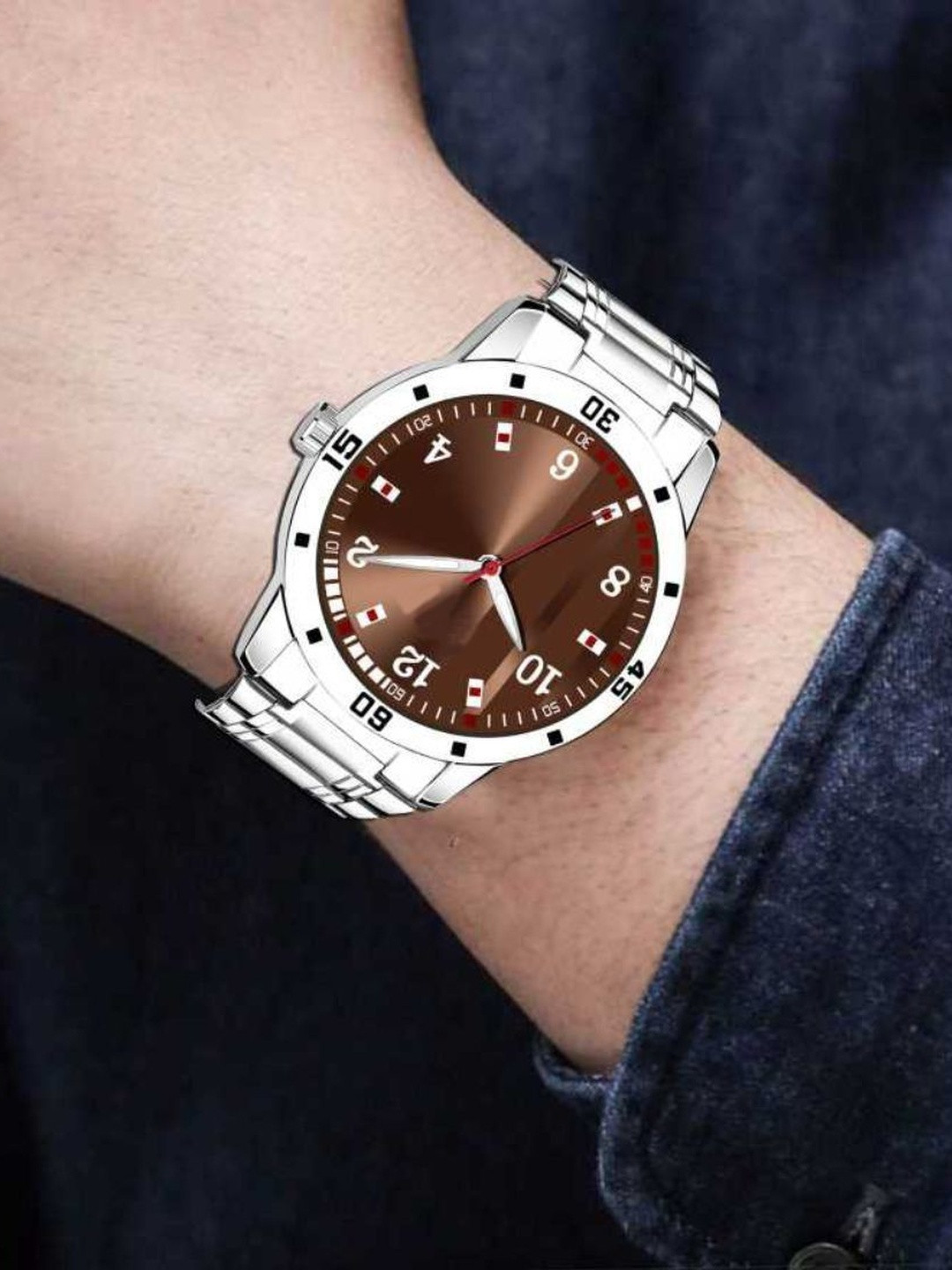 Miss Perfect Unisex Dial & Stainless Steel Bracelet Style Straps Analogue Watch foxx43