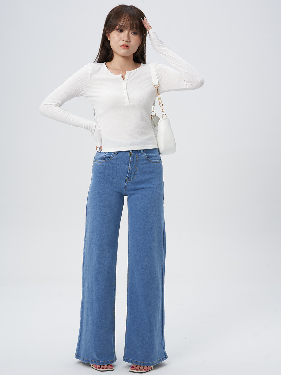 Off Duty India Women Solid Wide Leg High-Rise Jeans