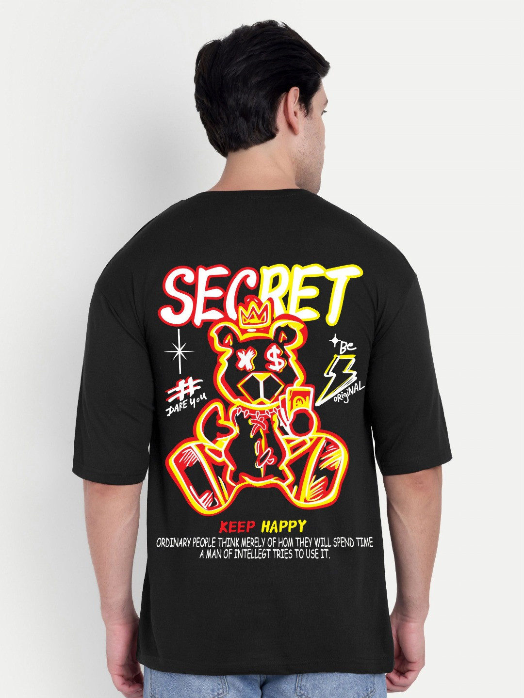 BENNY BROOKS Graphic Printed Drop-Shoulder Sleeves Cotton Oversized T-shirt