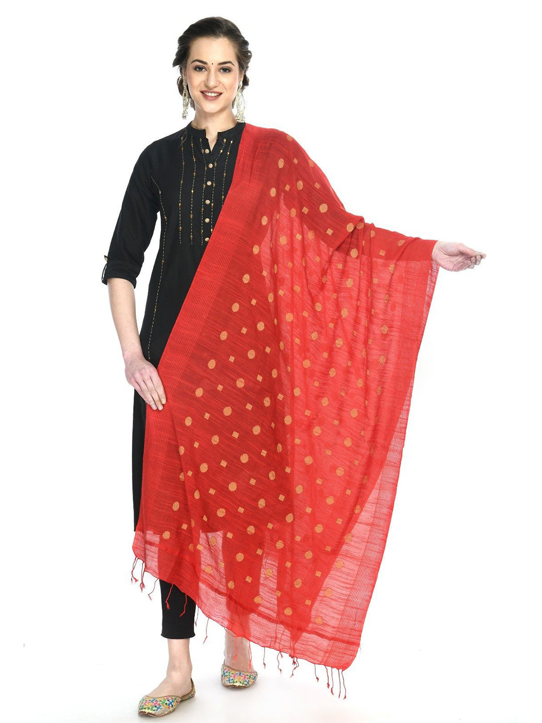 A R SILK DUPATTA HUB Woven Design Block Print Dupatta