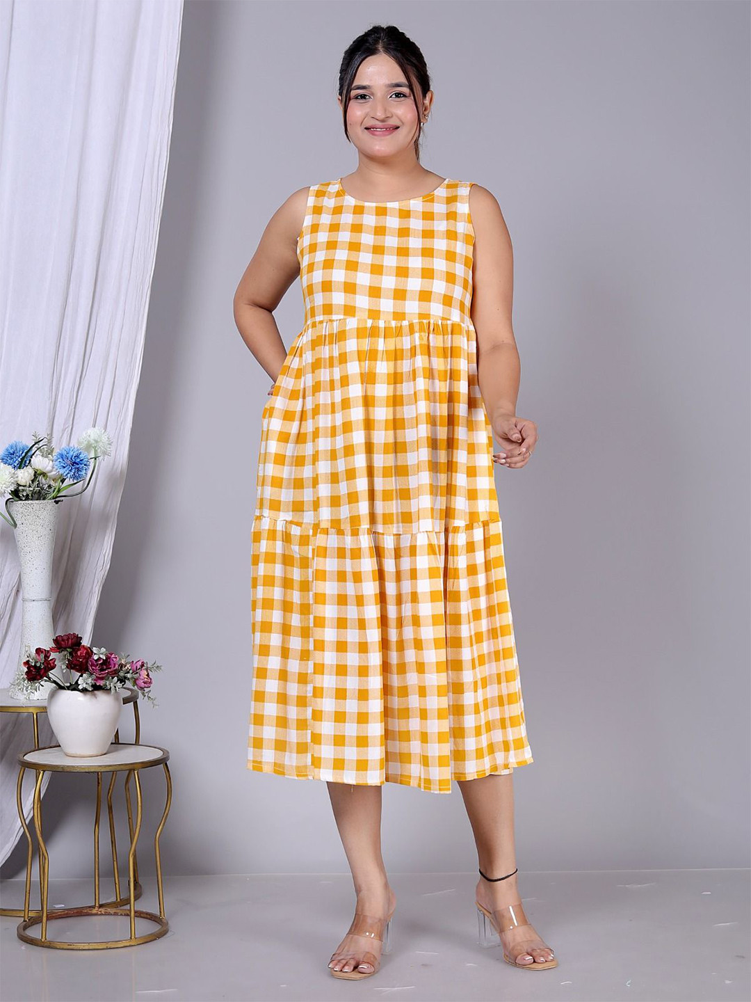 JAGRON Women Checked Block Print Kurta