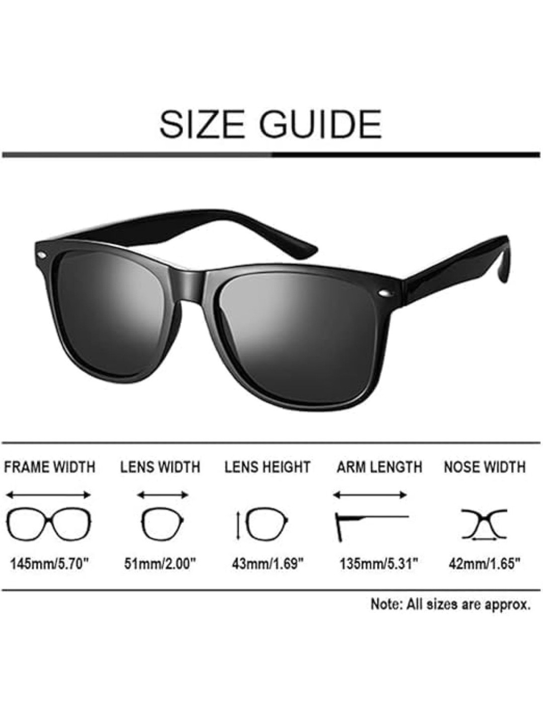 POKHINDA Unisex Yellow Lens & Black Square Sunglasses with