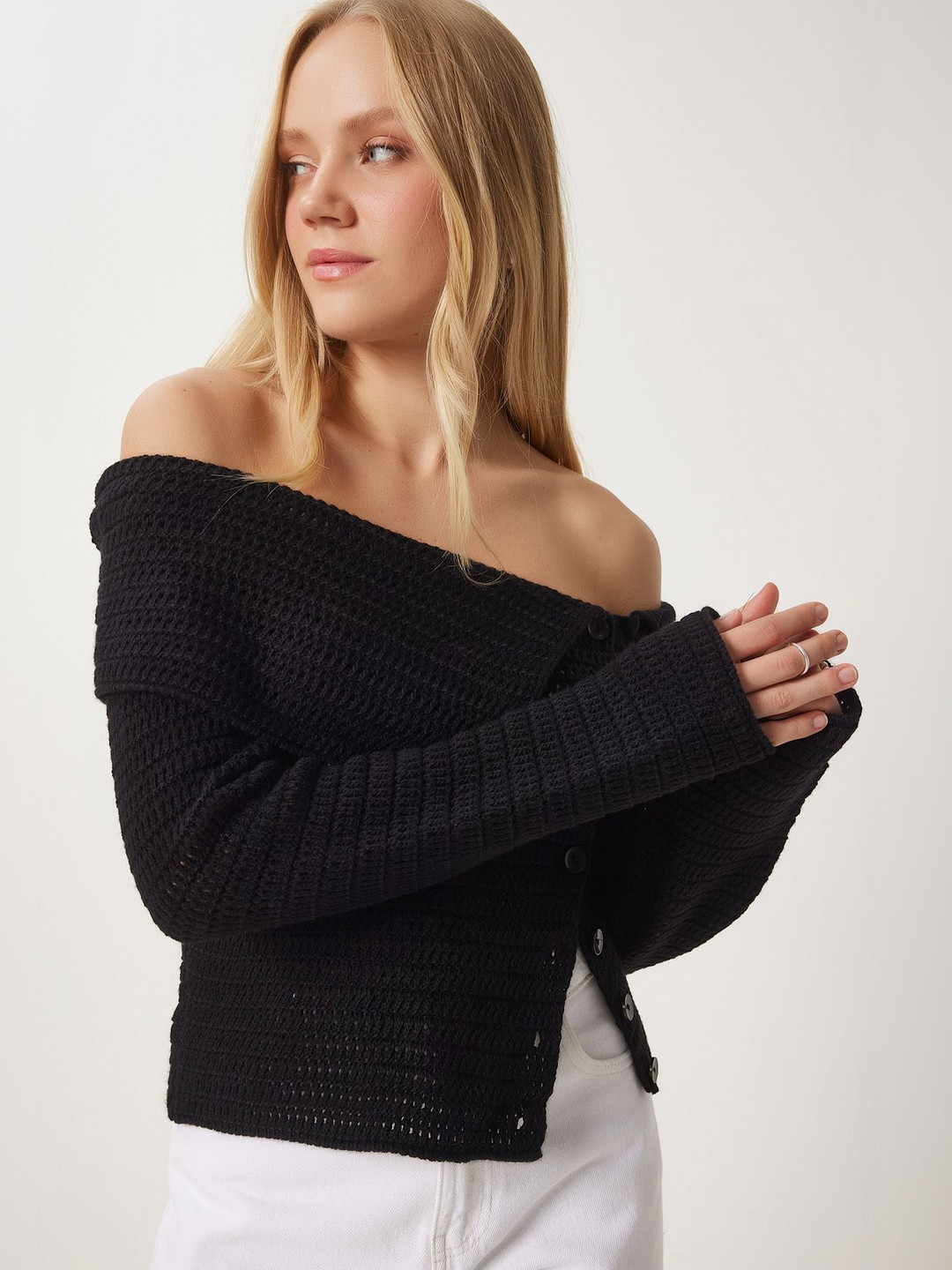 Happiness istanbul Geometric Off-Shoulder Top